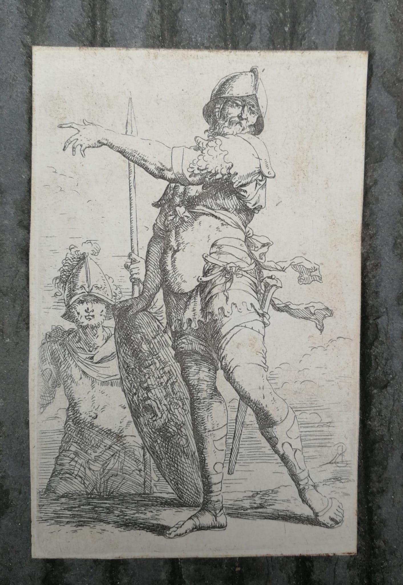 Salvator Rosa, Soldier with the Shield of Medusa, Etching, Figurine Series, 17th in vendita 8