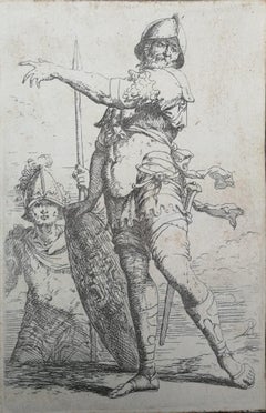 Salvator Rosa, Soldier with the Shield of Medusa, Etching, Figurine Series, 17th