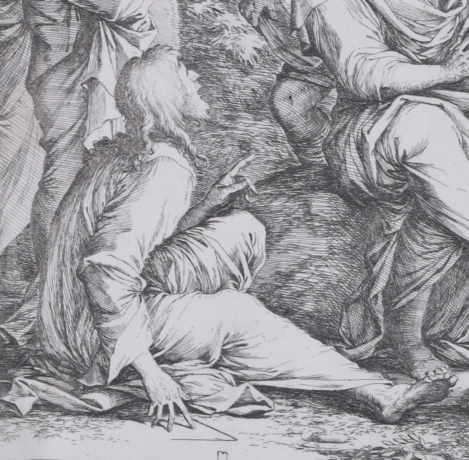 The Academy of Plato Plato and His Disciples - Gray Figurative Print by Salvator Rosa