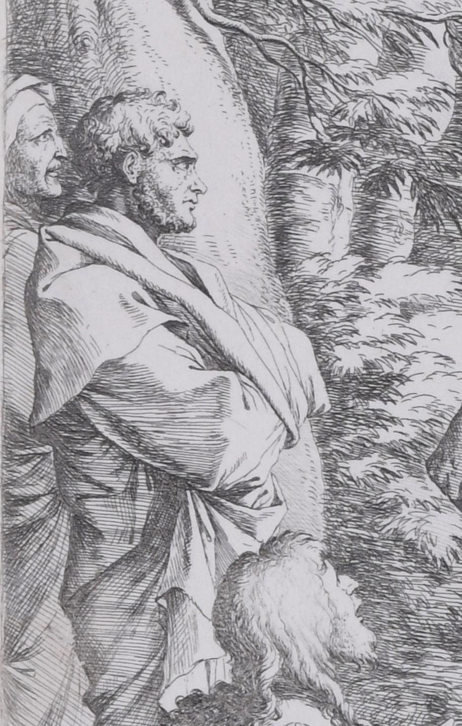 The Academy of Plato
Plato and His Disciples
Etching and drypoint
c. 1662, printed c. 1710
Signed in the plate lower left
Inscribed lower left: 'In villa ab Academo attributa  sua[m] Plato condit Academia   Salvator Rosa Inv. Scul.'  (Translation: