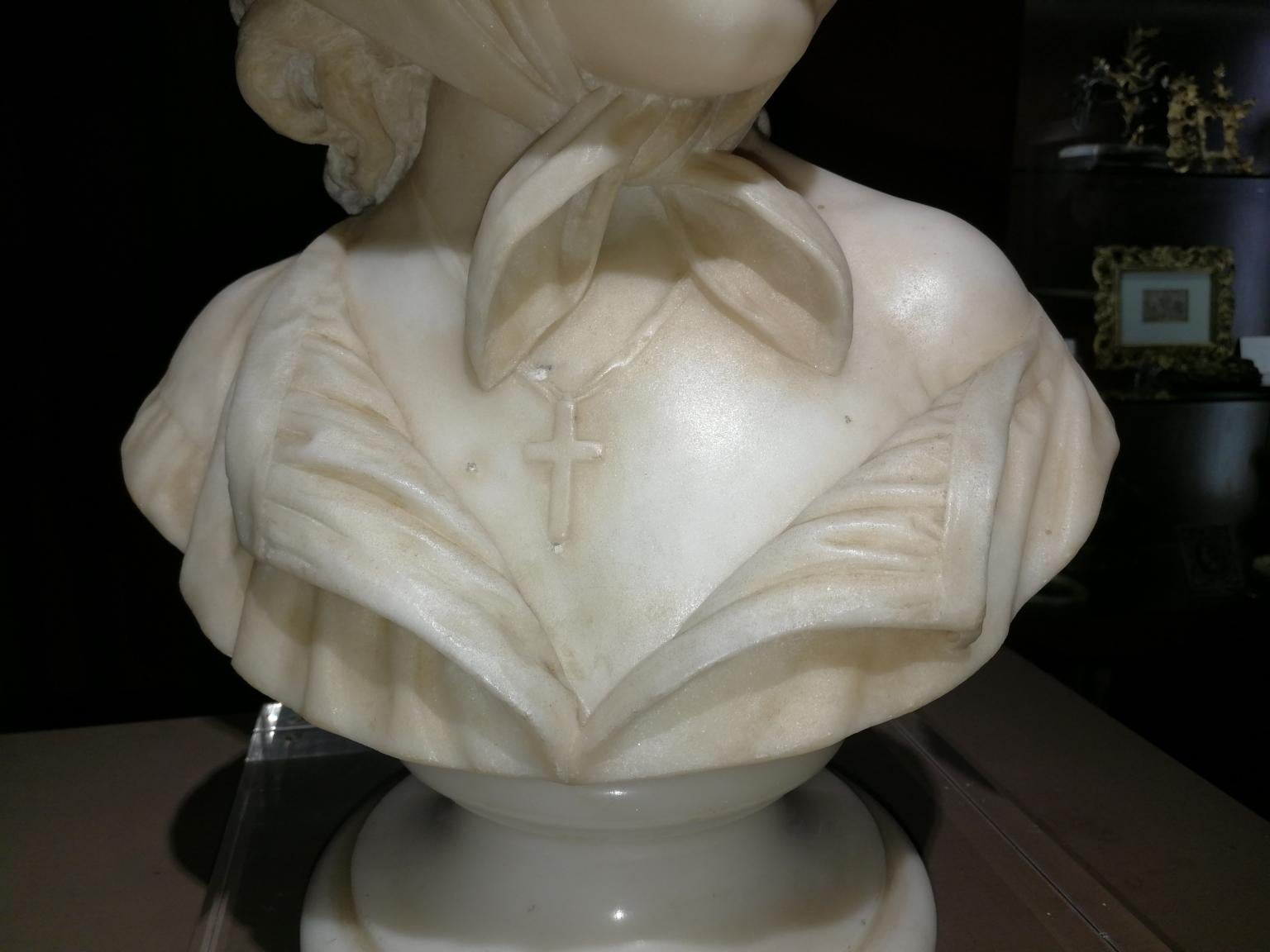 Salvatore Albano signed dated 19th century figurative italian marble sculpture For Sale 1