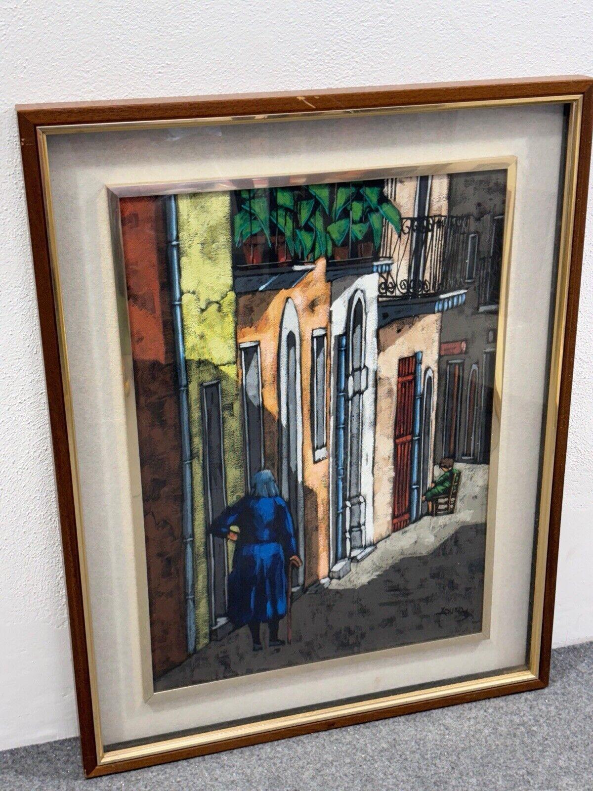 Italian Salvatore Aquino Oil Painting on Canvas 1970's For Sale