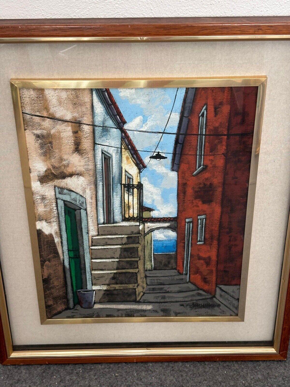 Italian Salvatore Aquino Oil Painting on Canvas 1970's For Sale