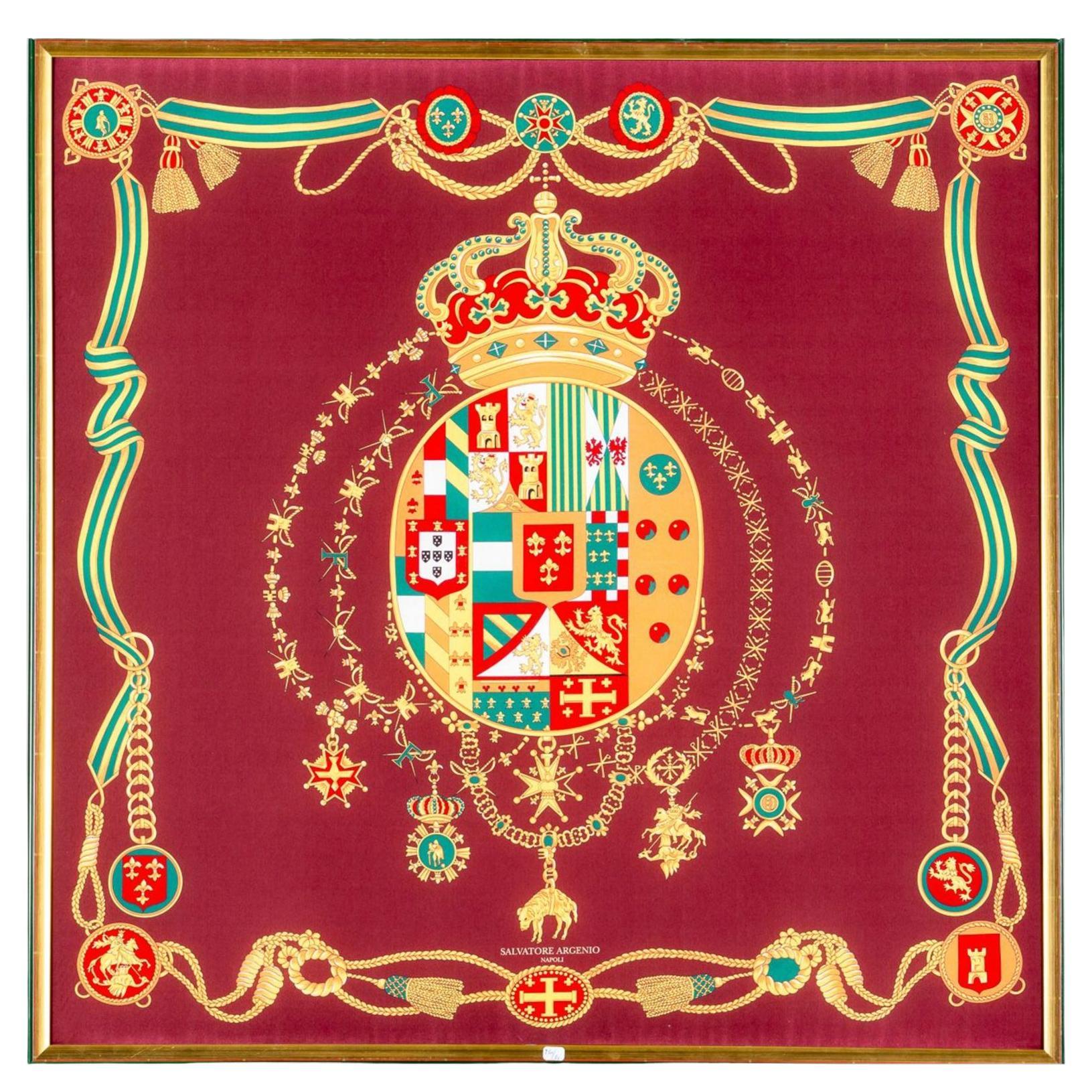 Salvatore ARGENIO: Silk Painting "Bourbon Shield of the Two Sicilies " 21st Cent