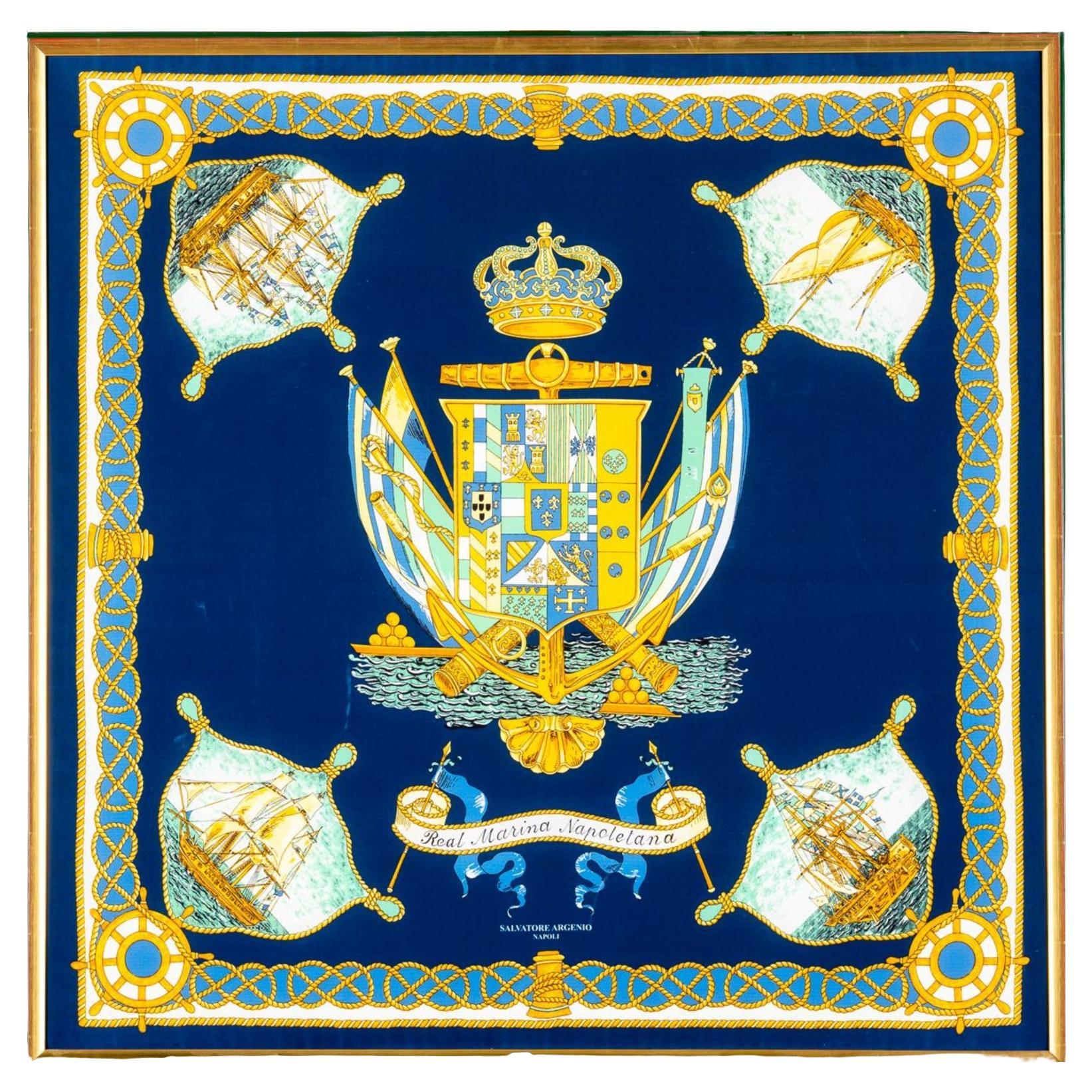 Salvatore ARGENIO: Silk Painting "Bourbon Shield of the Two Sicilies " 21st Cent