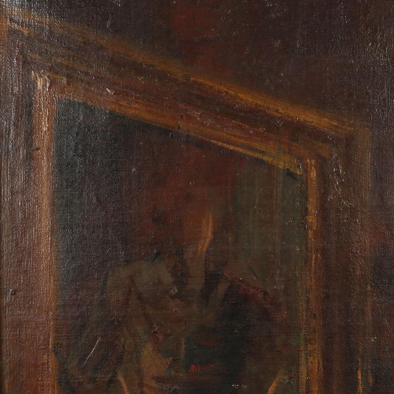 Cuadro de escena galante de Salvagtore Balsamo de principios del siglo XX 1