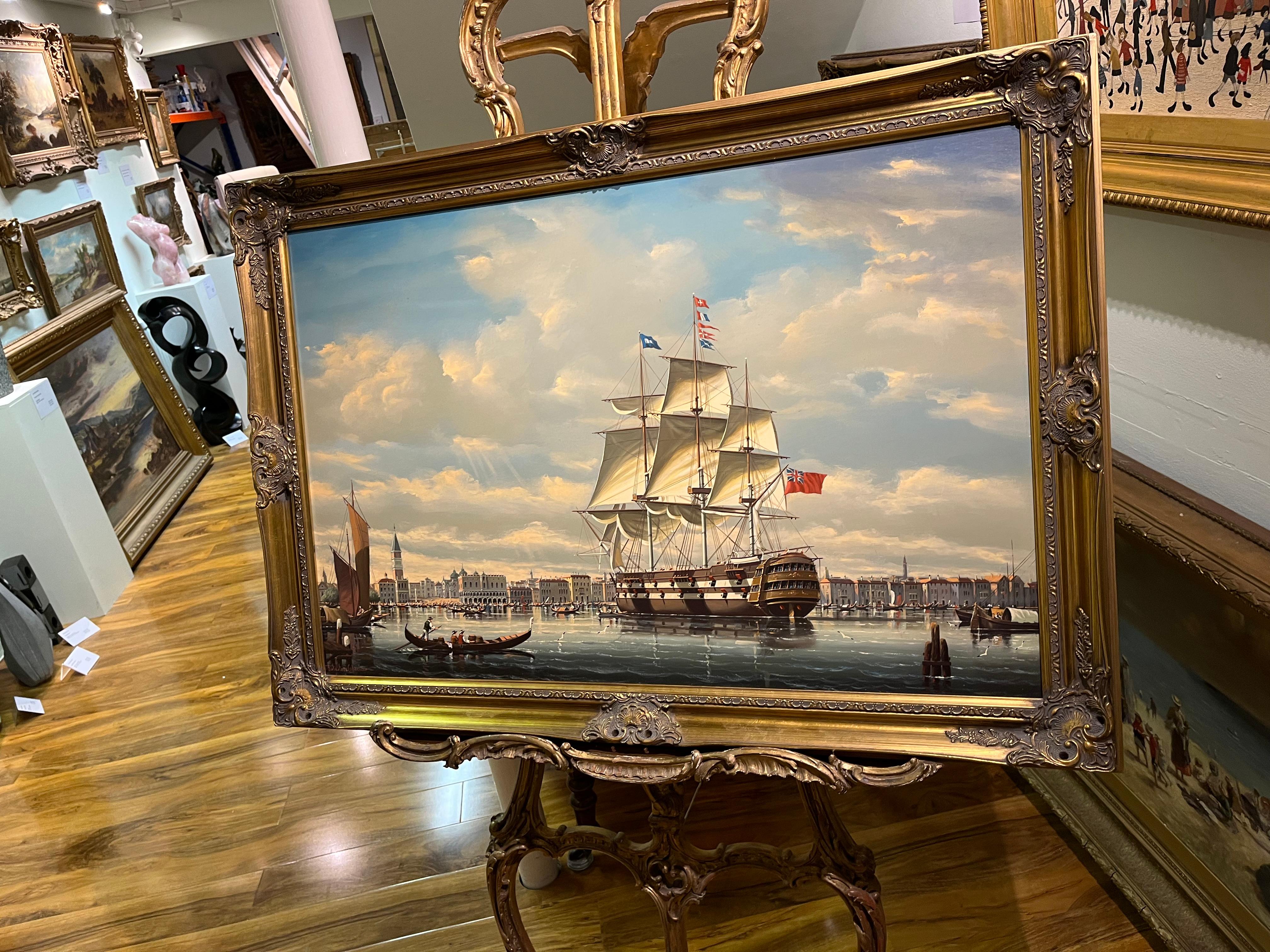 ENORME PINTURA AL ÓLEO de SALVATORE COLACICCO (ADMIRANTE DE LA ARMADA Pieza del siglo XX en venta 9