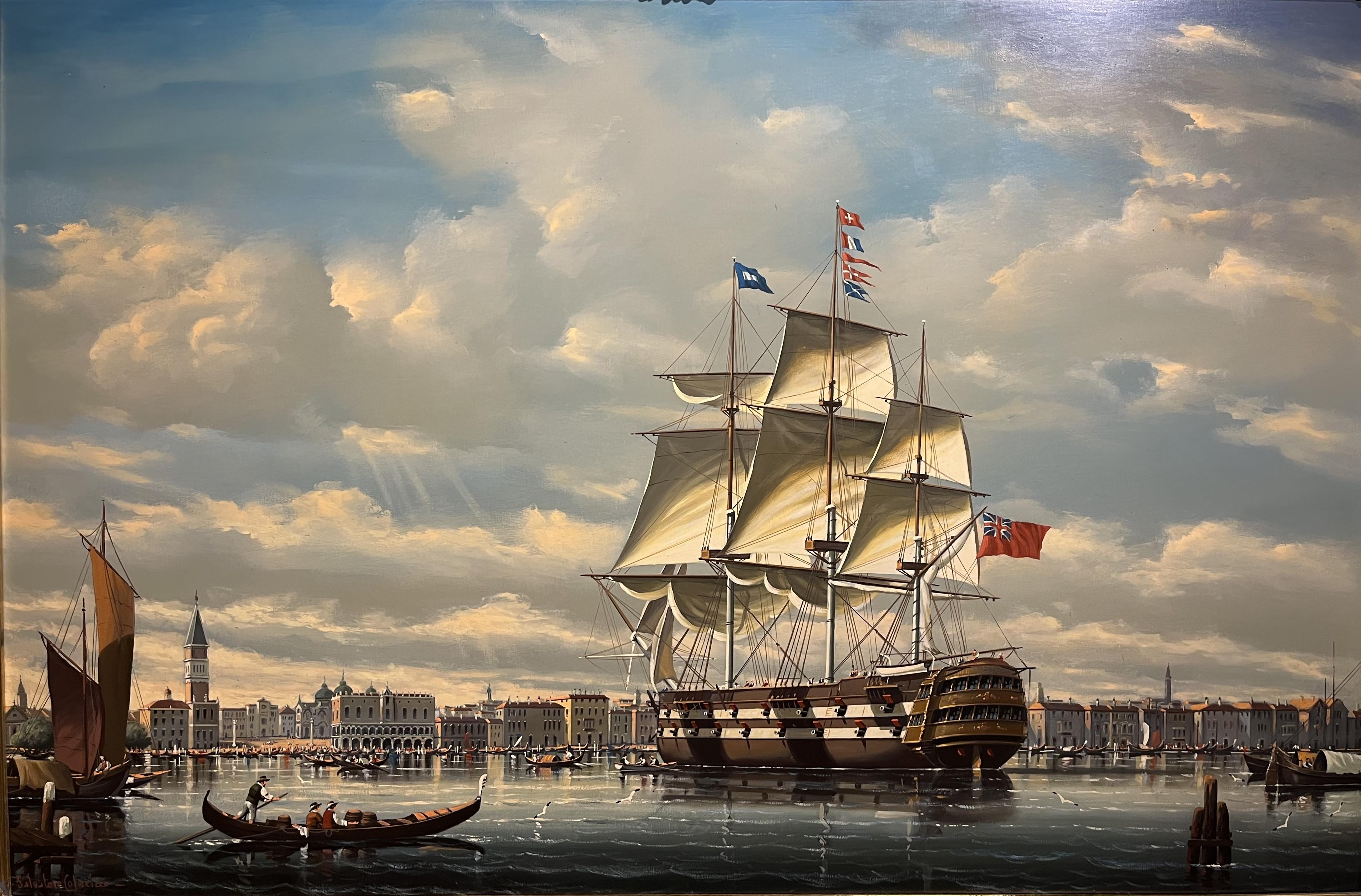 HUGE OIL PAINTING by SALVATORE COLACICCO (NAVY ADMIRALTY 20th CENTURY PIECE  - Painting by Salvatore Colacicco