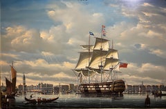 HUGE OIL PAINTING by SALVATORE COLACICCO (NAVY ADMIRALTY 20th CENTURY PIECE