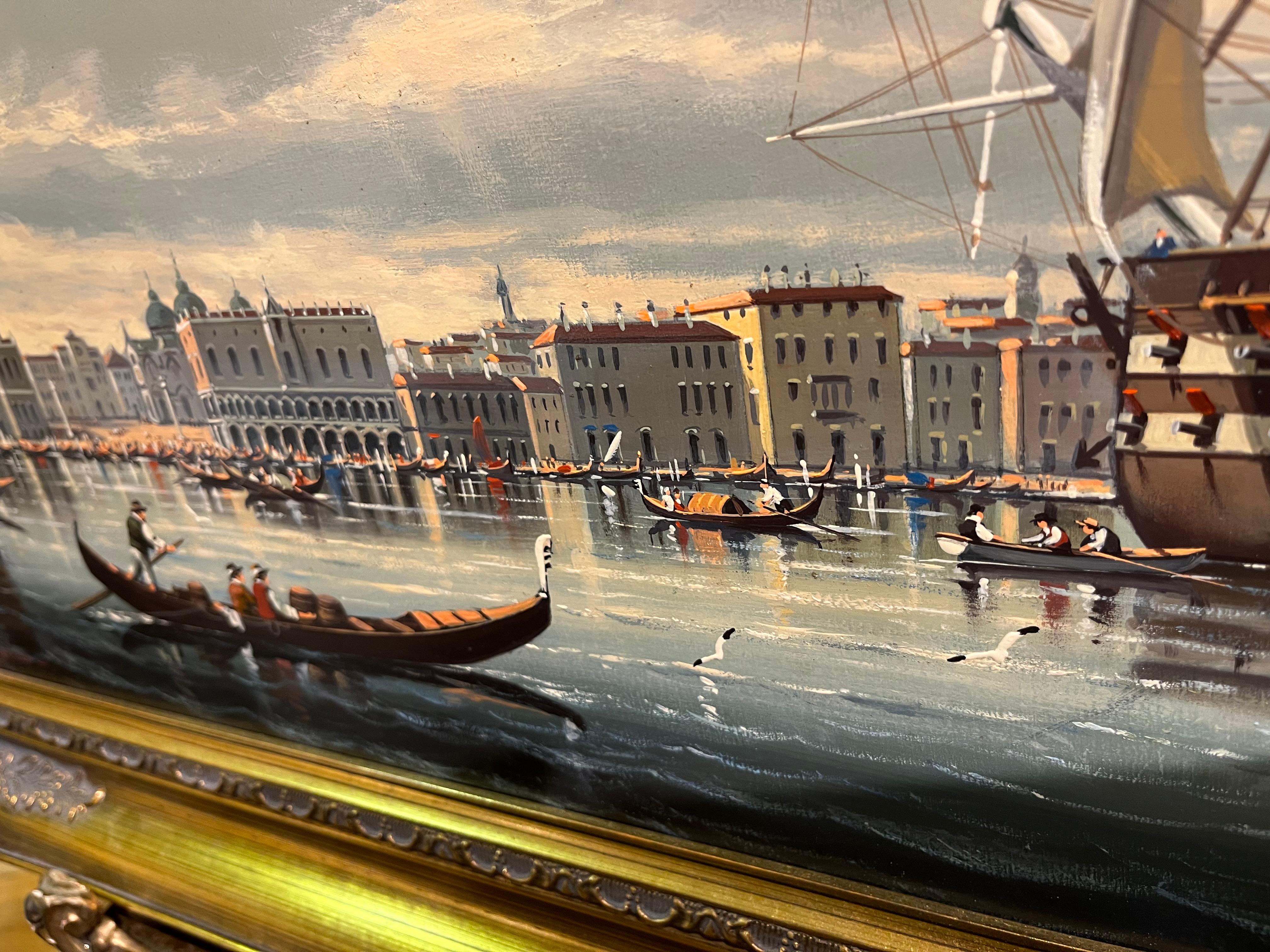 HUGE OIL PAINTING by SALVATORE COLACICCO (NAVY ADMIRALTY 20th CENTURY PIECE  - Gray Figurative Painting by Salvatore Colacicco