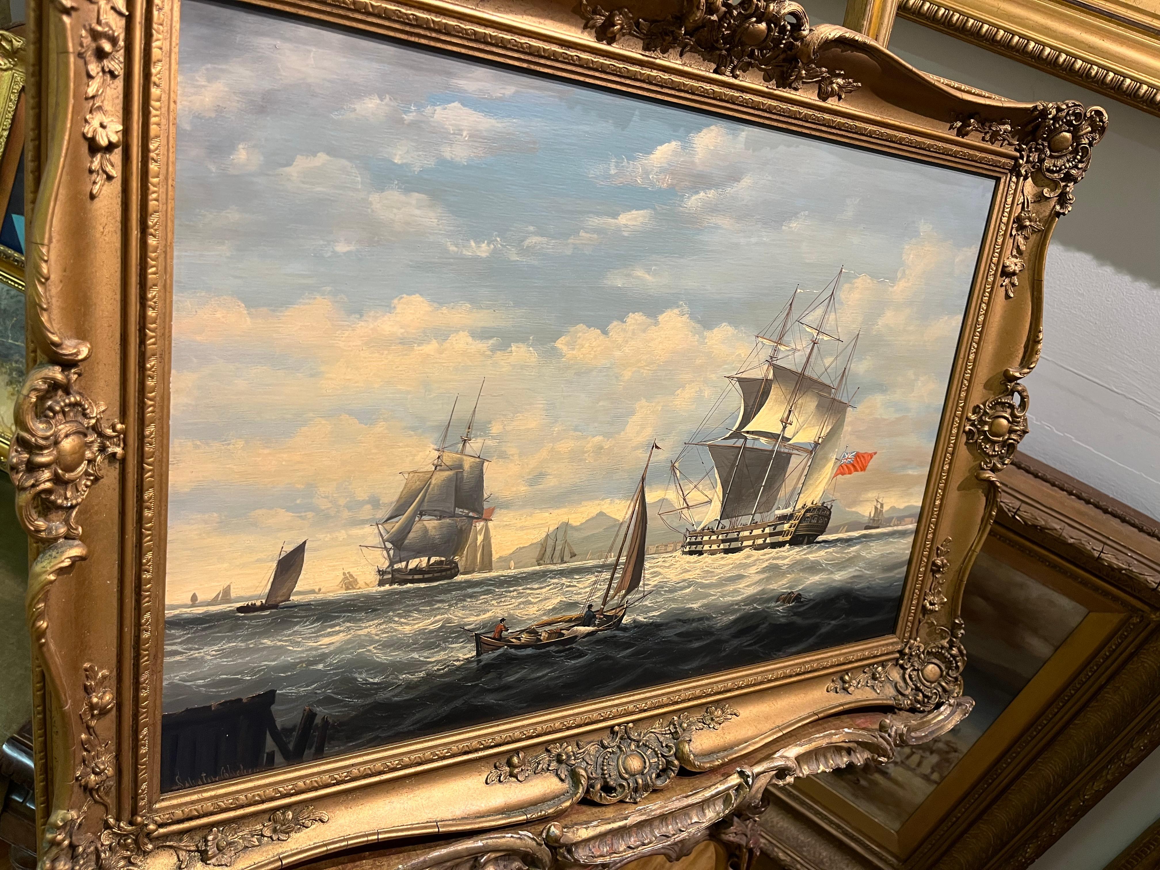 LARGE OIL PAINTING by SALVATORE COLACICCO (NAVY ADMIRALTY 20th CENTURY PIECE  For Sale 5