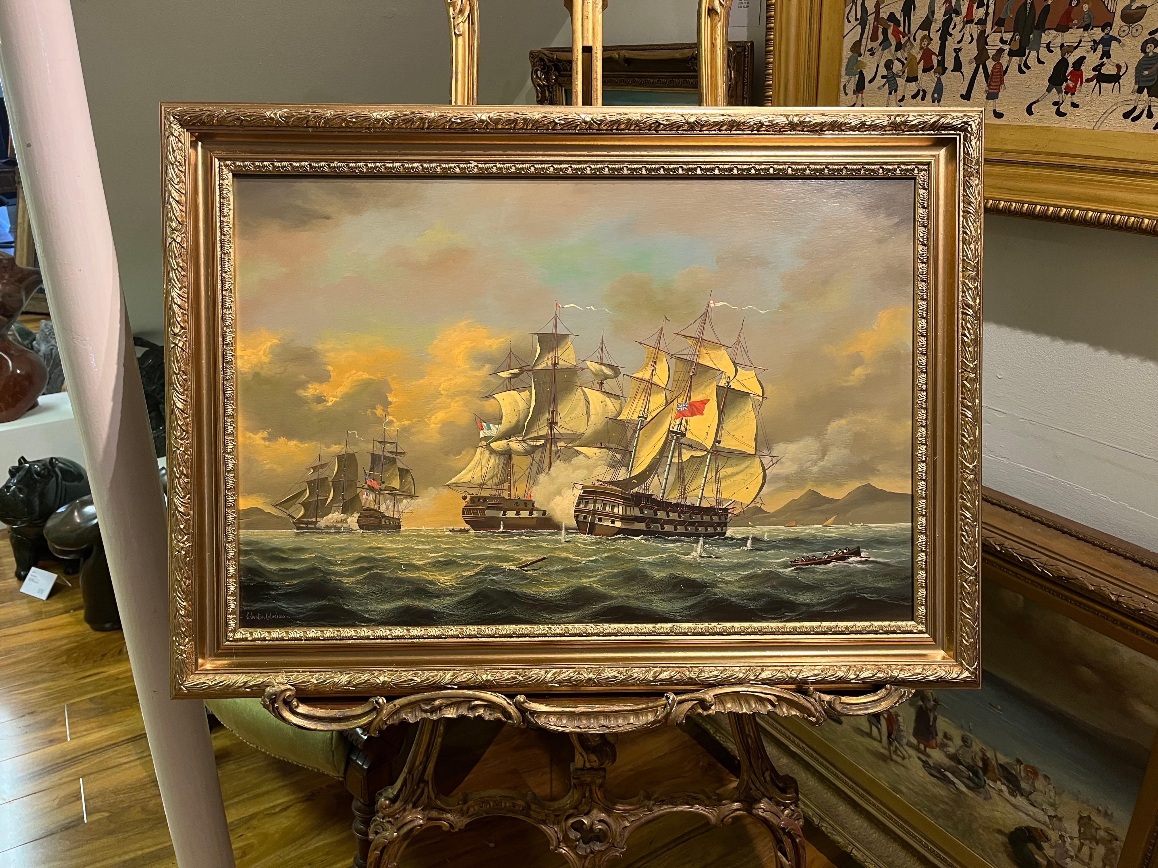 LARGE OIL PAINTING by SALVATORE COLACICCO (NAVY ADMIRALTY 20th CENTURY PIECE  For Sale 8