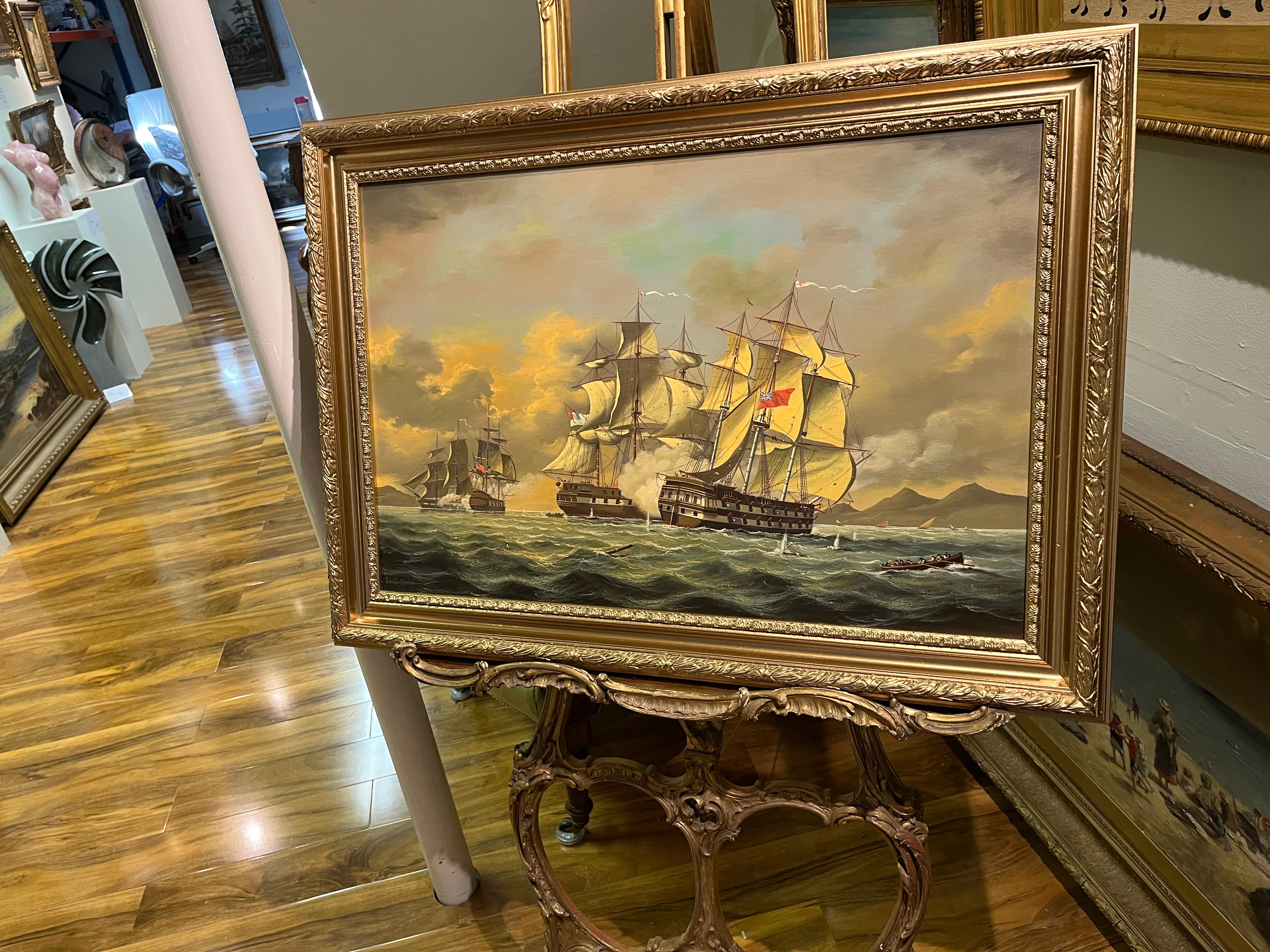 LARGE OIL PAINTING by SALVATORE COLACICCO (NAVY ADMIRALTY 20th CENTURY PIECE  - Painting by Salvatore Colacicco