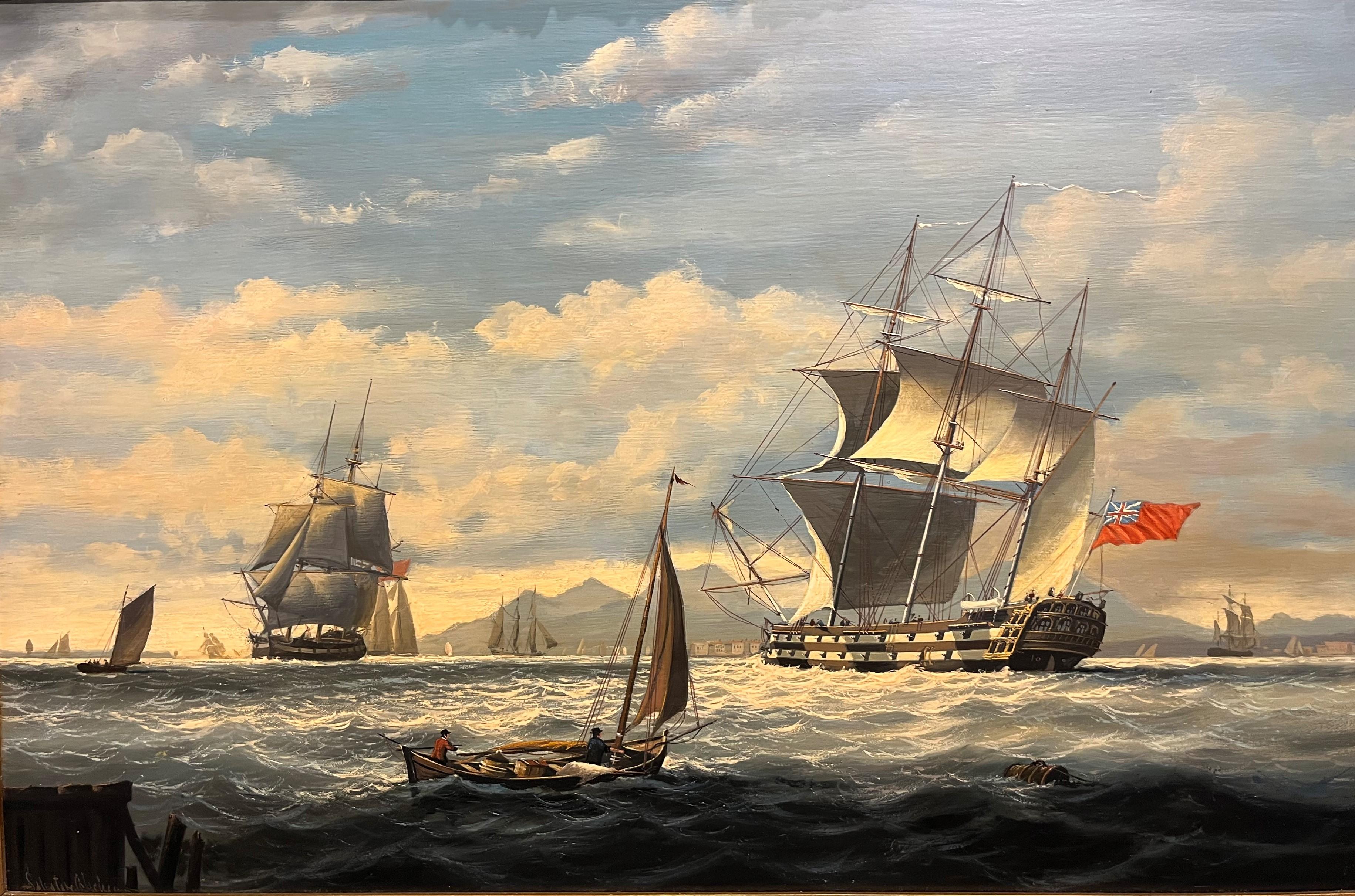 LARGE OIL PAINTING by SALVATORE COLACICCO (NAVY ADMIRALTY 20th CENTURY PIECE  - Realist Painting by Salvatore Colacicco