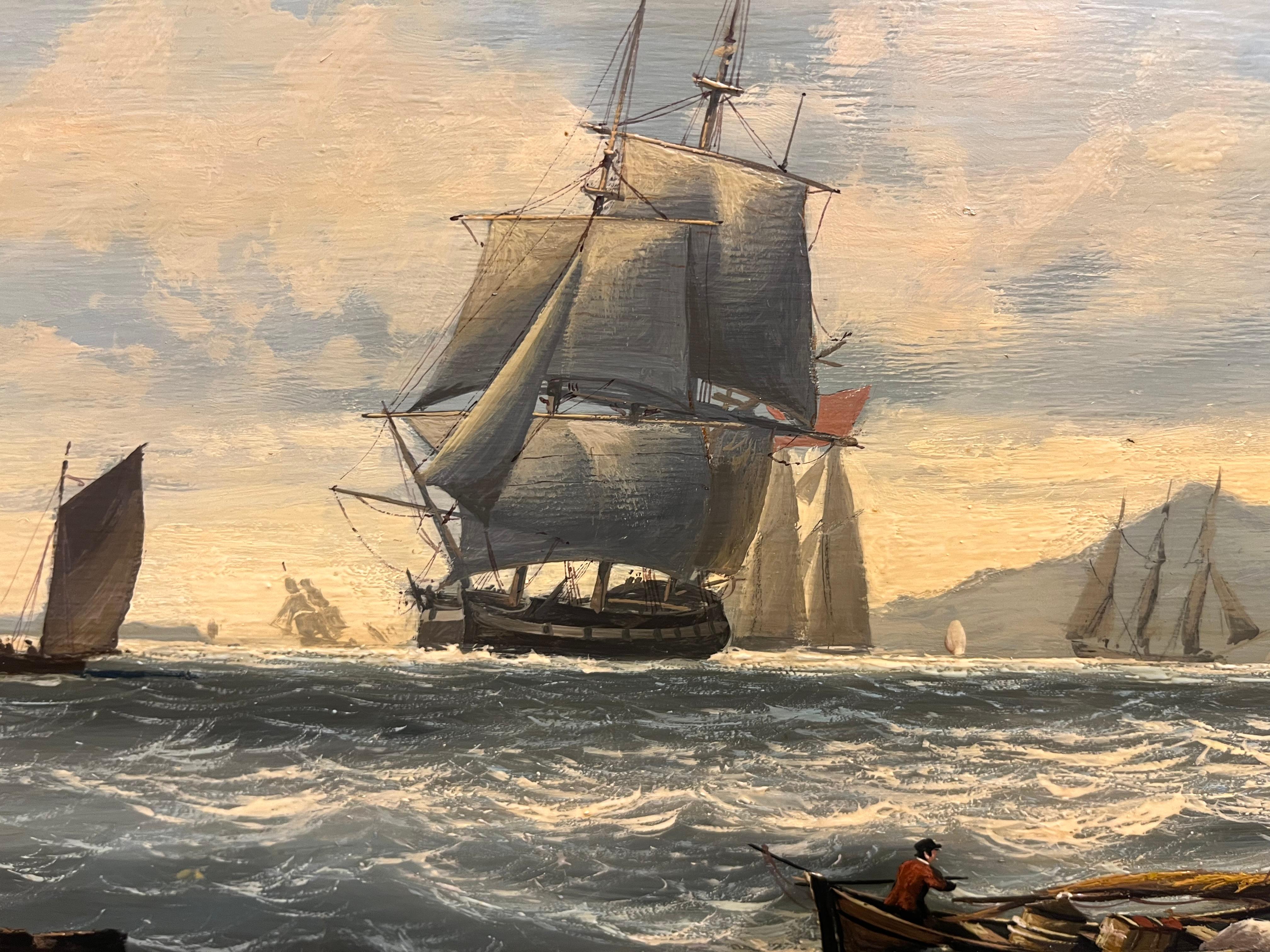 LARGE OIL PAINTING by SALVATORE COLACICCO (NAVY ADMIRALTY 20th CENTURY PIECE  - Brown Landscape Painting by Salvatore Colacicco