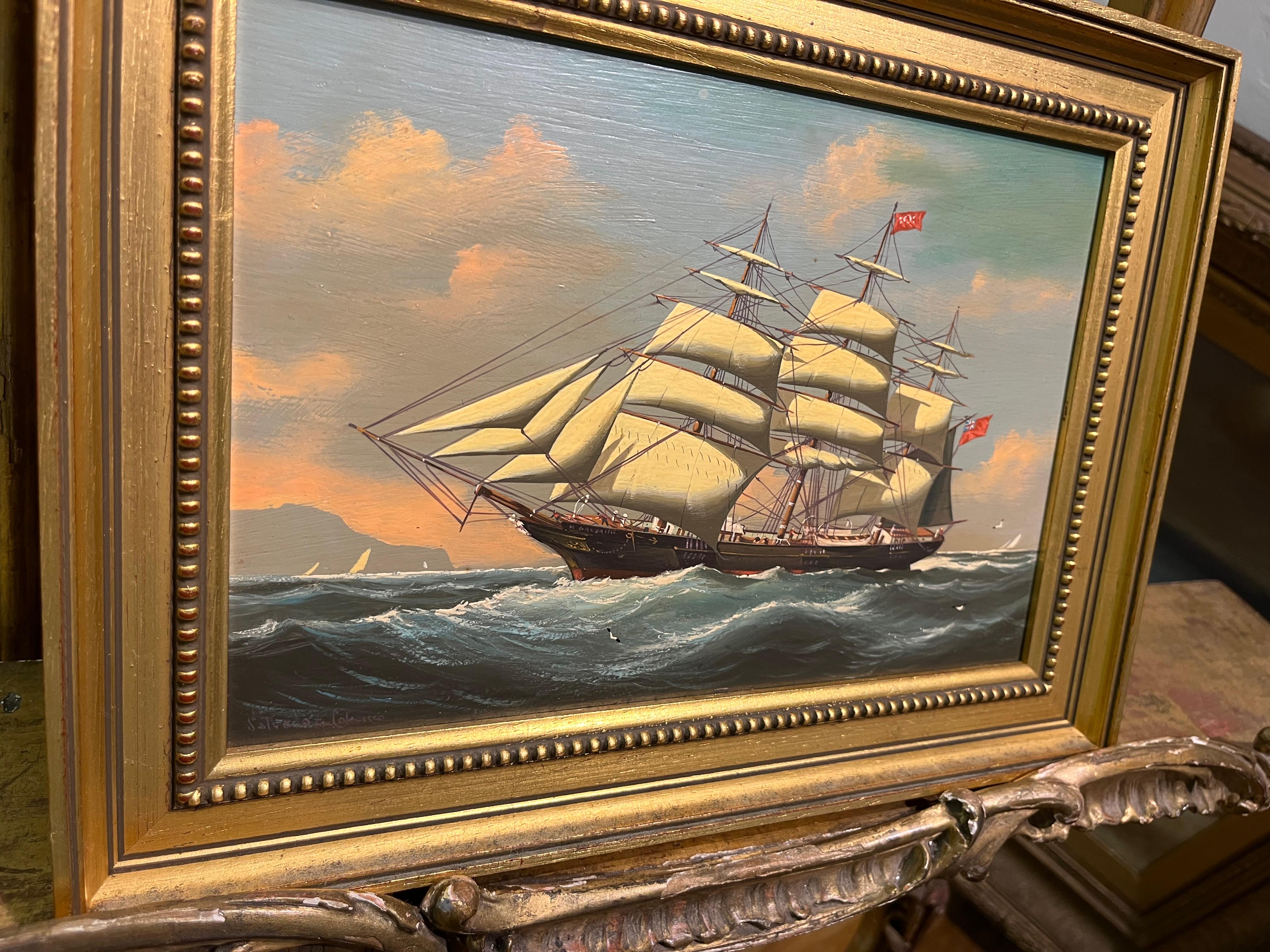 OIL PAINTING Small by SALVATORE COLACICCO (NAVY ADMIRALTY 20th CENTURY PIECE  For Sale 7