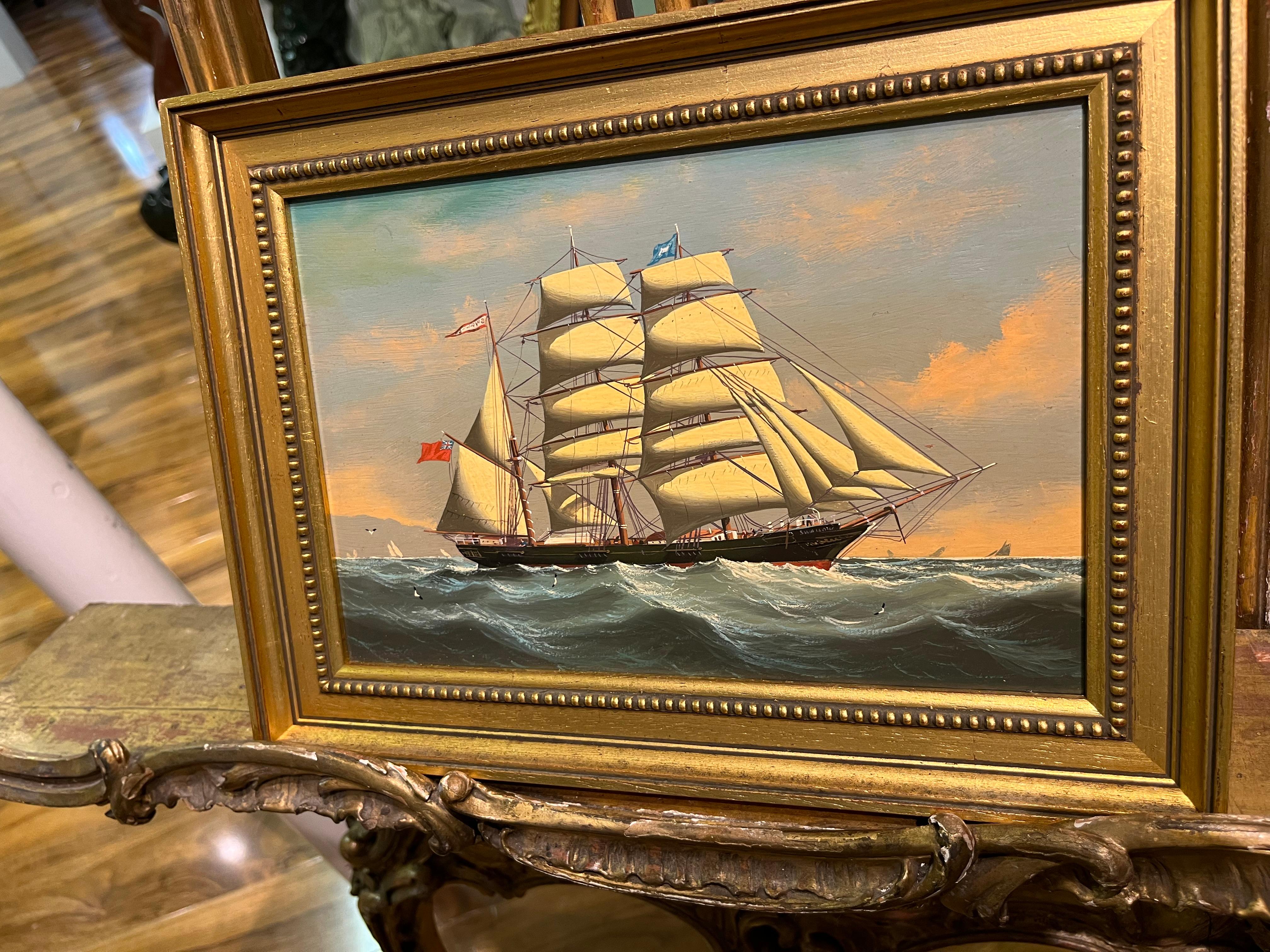 OIL PAINTING Small by SALVATORE COLACICCO (NAVY ADMIRALTY 20th CENTURY PIECE  - Brown Figurative Painting by Salvatore Colacicco