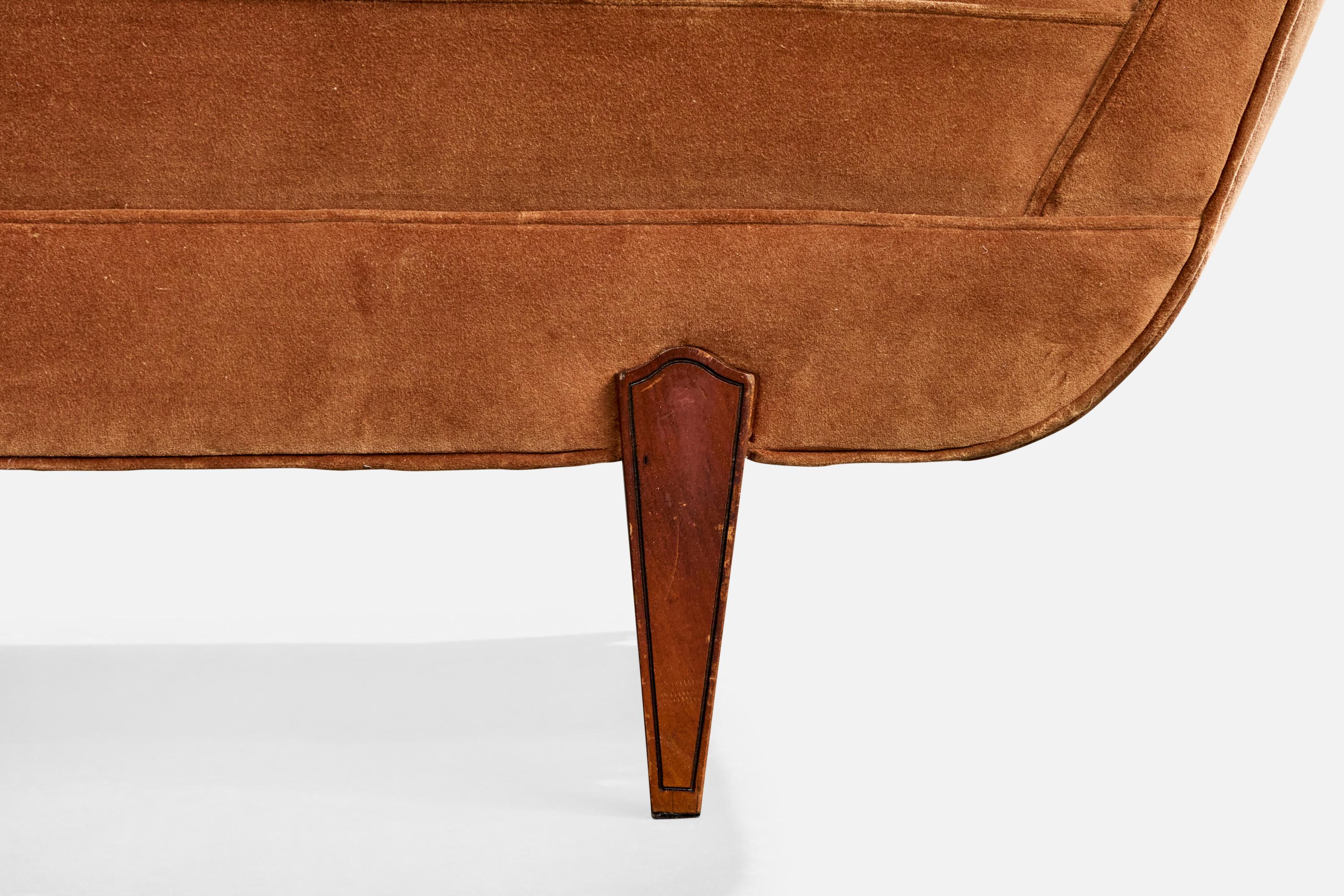 Salvatore Dinucci, Canapé, Wood, Velours, Brésil, années 1950 en vente 5