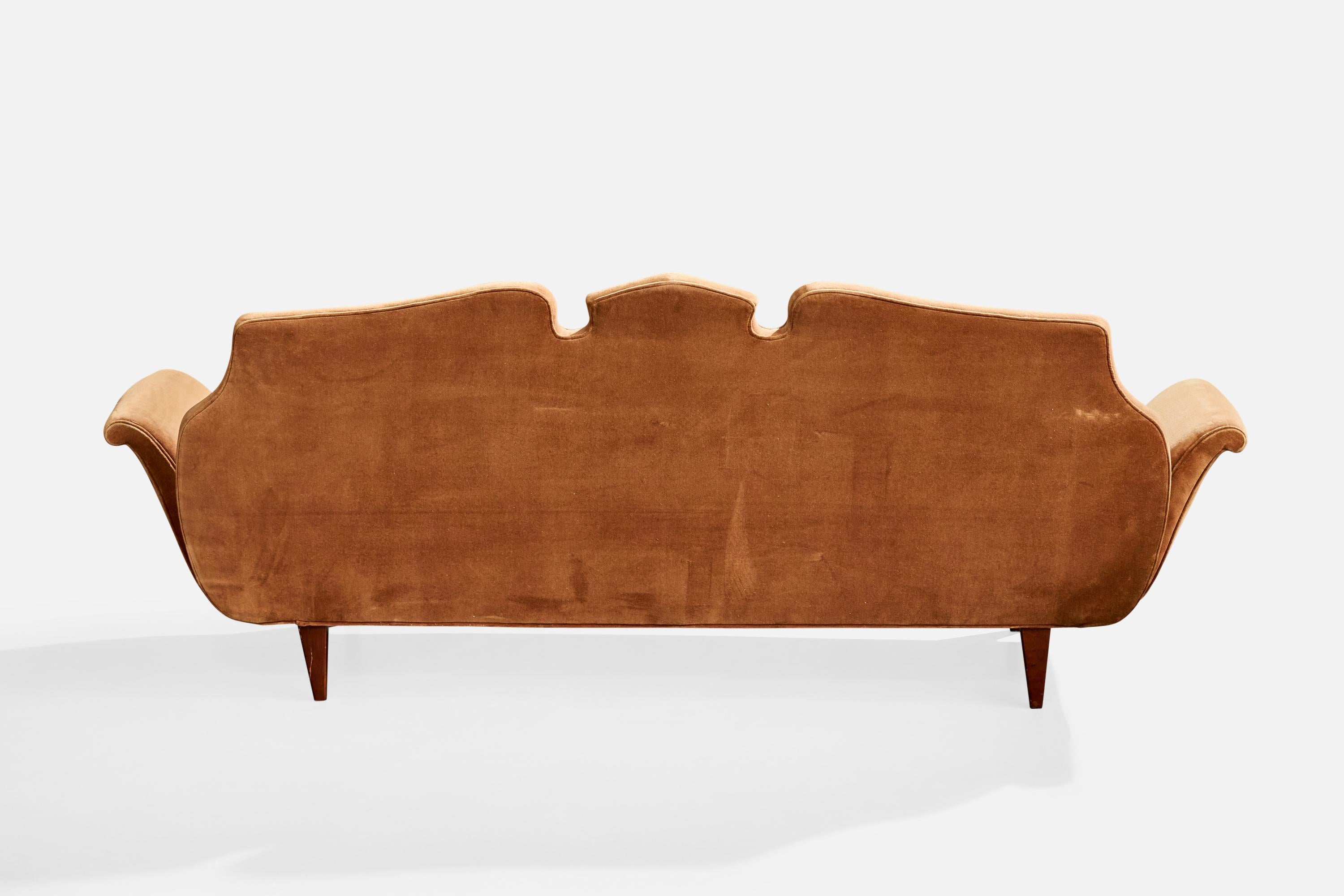 Salvatore Dinucci, Canapé, Wood, Velours, Brésil, années 1950 Bon état - En vente à High Point, NC