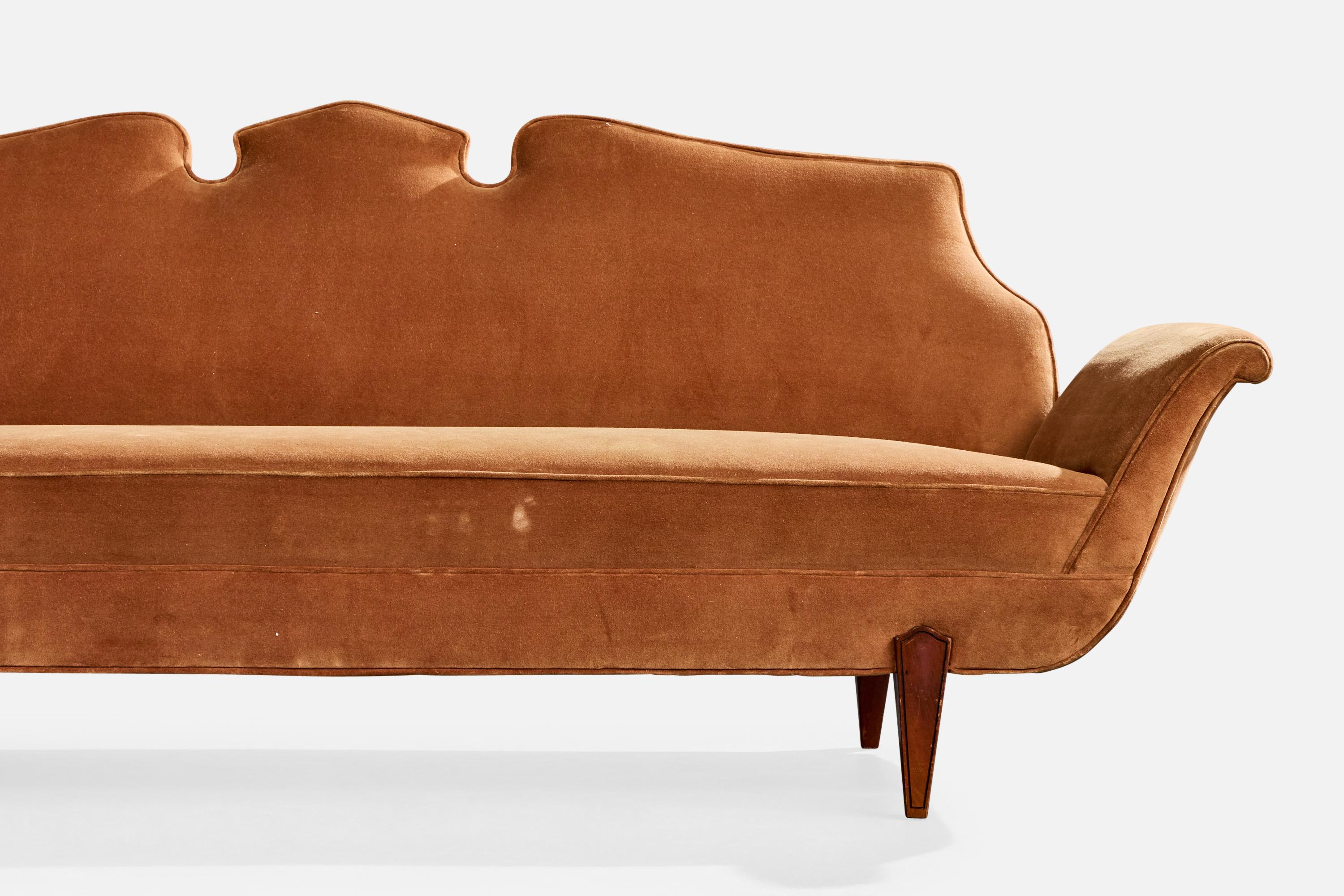 Milieu du XXe siècle Salvatore Dinucci, Canapé, Wood, Velours, Brésil, années 1950 en vente