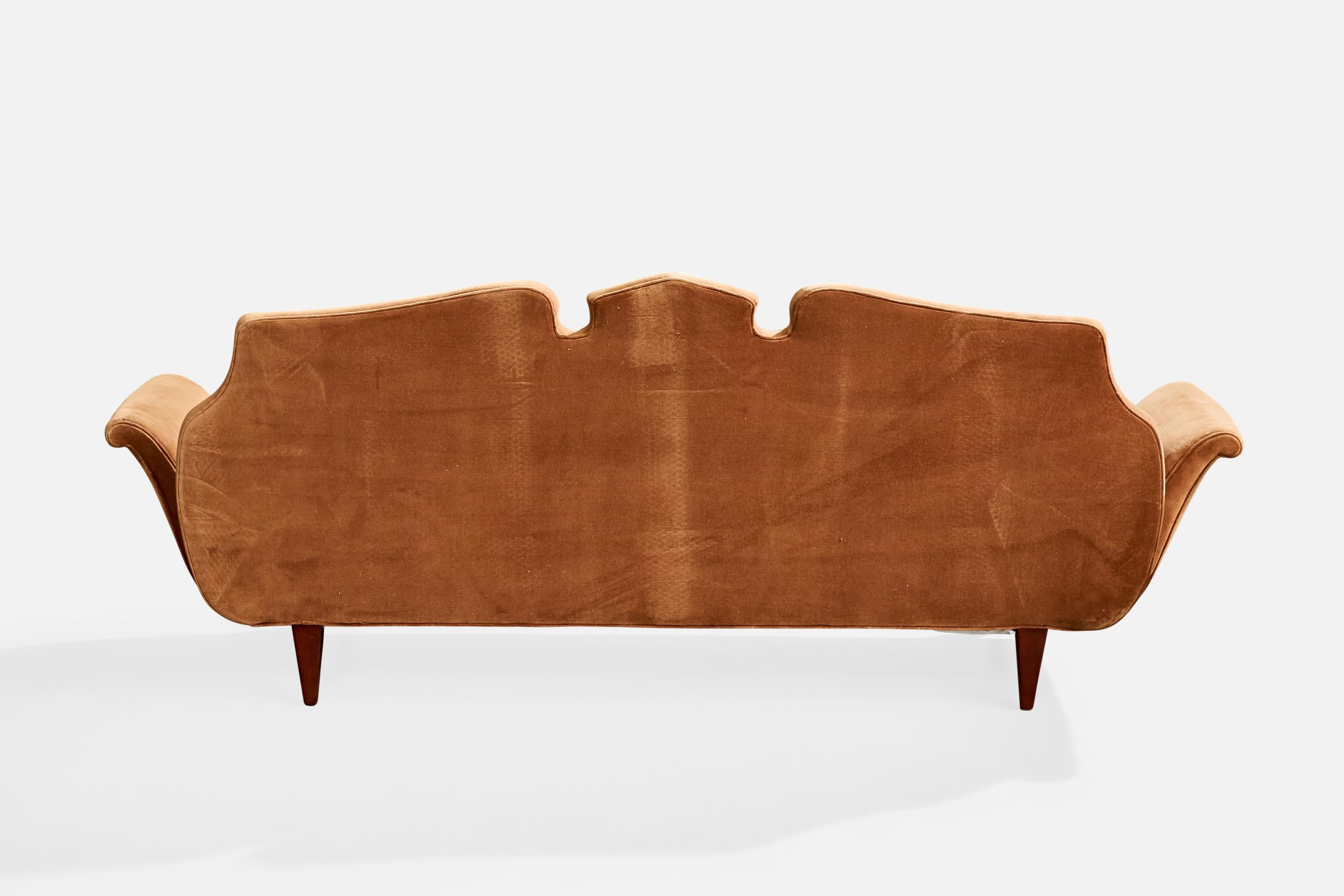 Salvatore Dinucci, Sofa, Holz, Samt, Brasilien, 1950er Jahre (Mitte des 20. Jahrhunderts) im Angebot