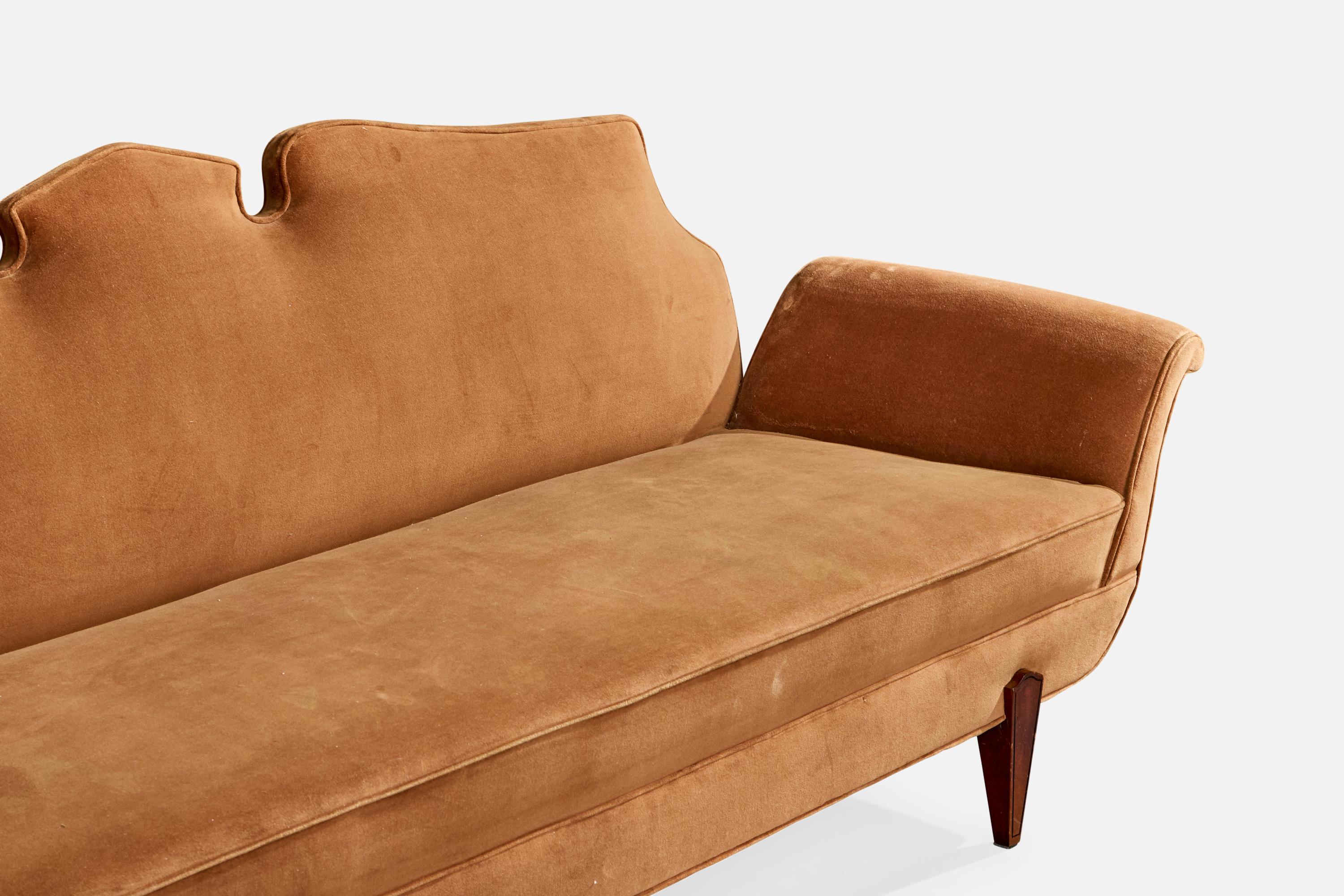 Salvatore Dinucci, Canapé, Wood, Velours, Brésil, années 1950 en vente 1