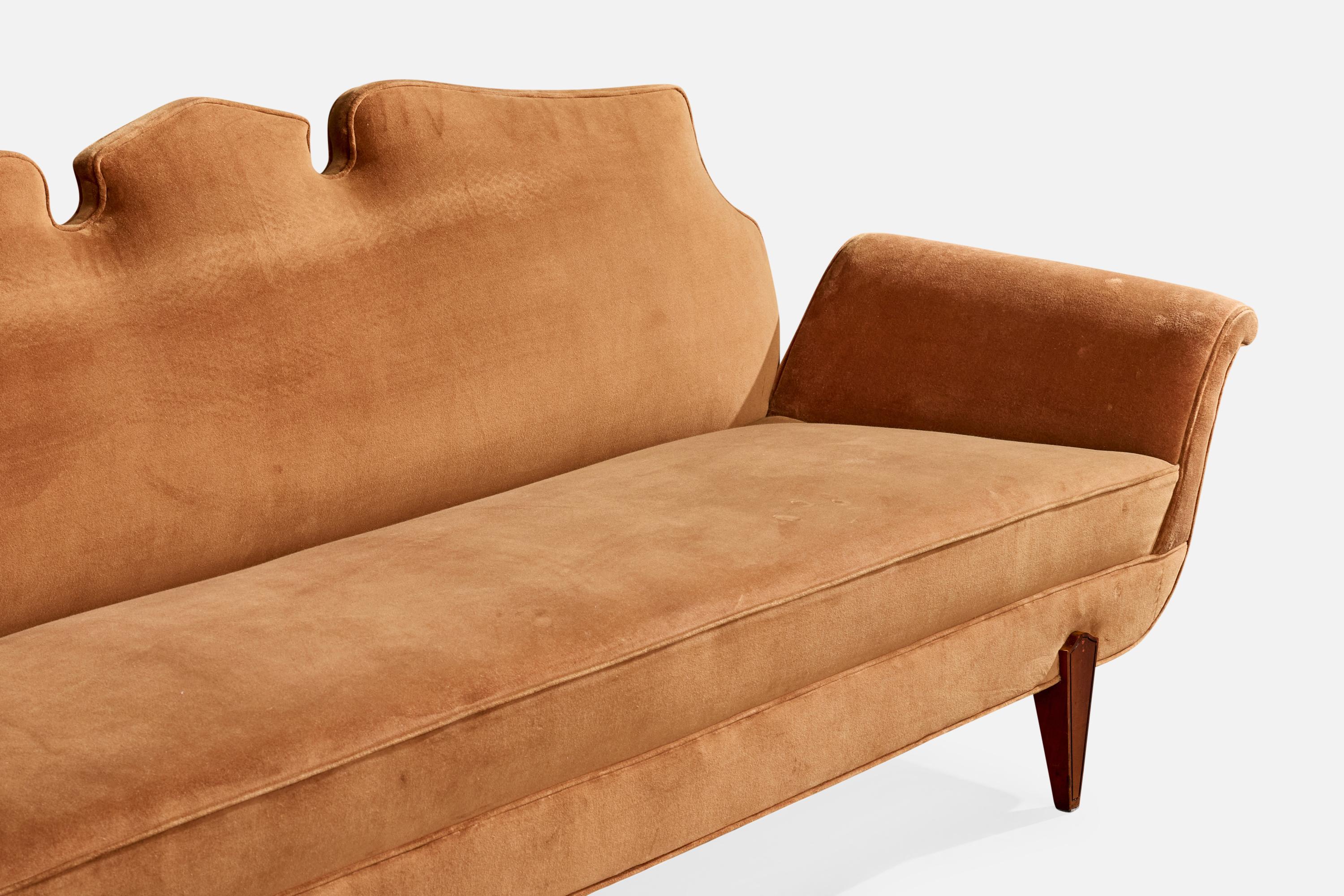 Salvatore Dinucci, Sofa, Holz, Samt, Brasilien, 1950er Jahre im Angebot 2
