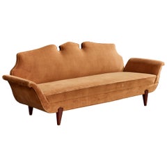 Salvatore Dinucci, Sofa, Wood, Velvet, Brazil, 1950s