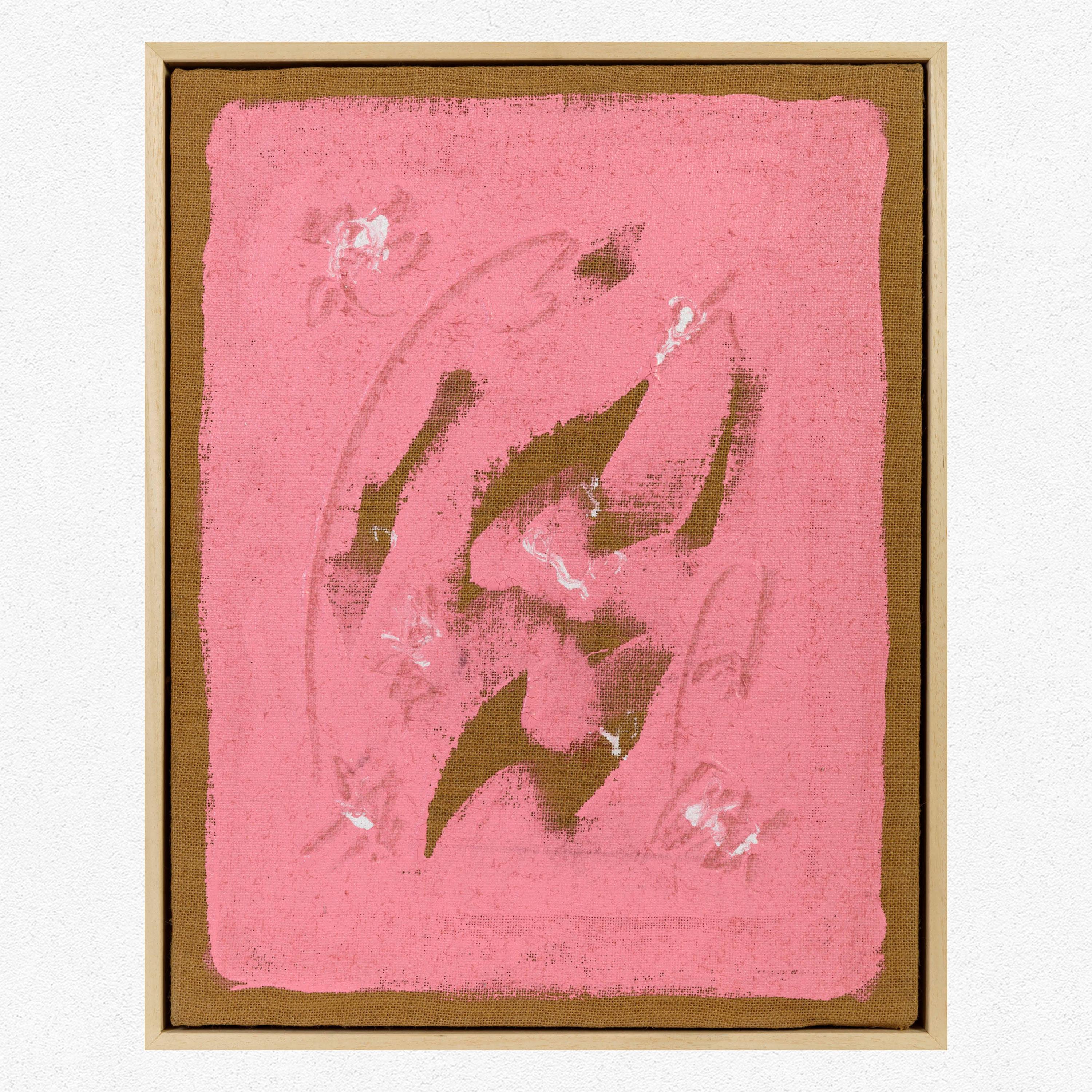 Sans titre, rose, toile de jute - Abstrait Painting par Salvatore Emblema