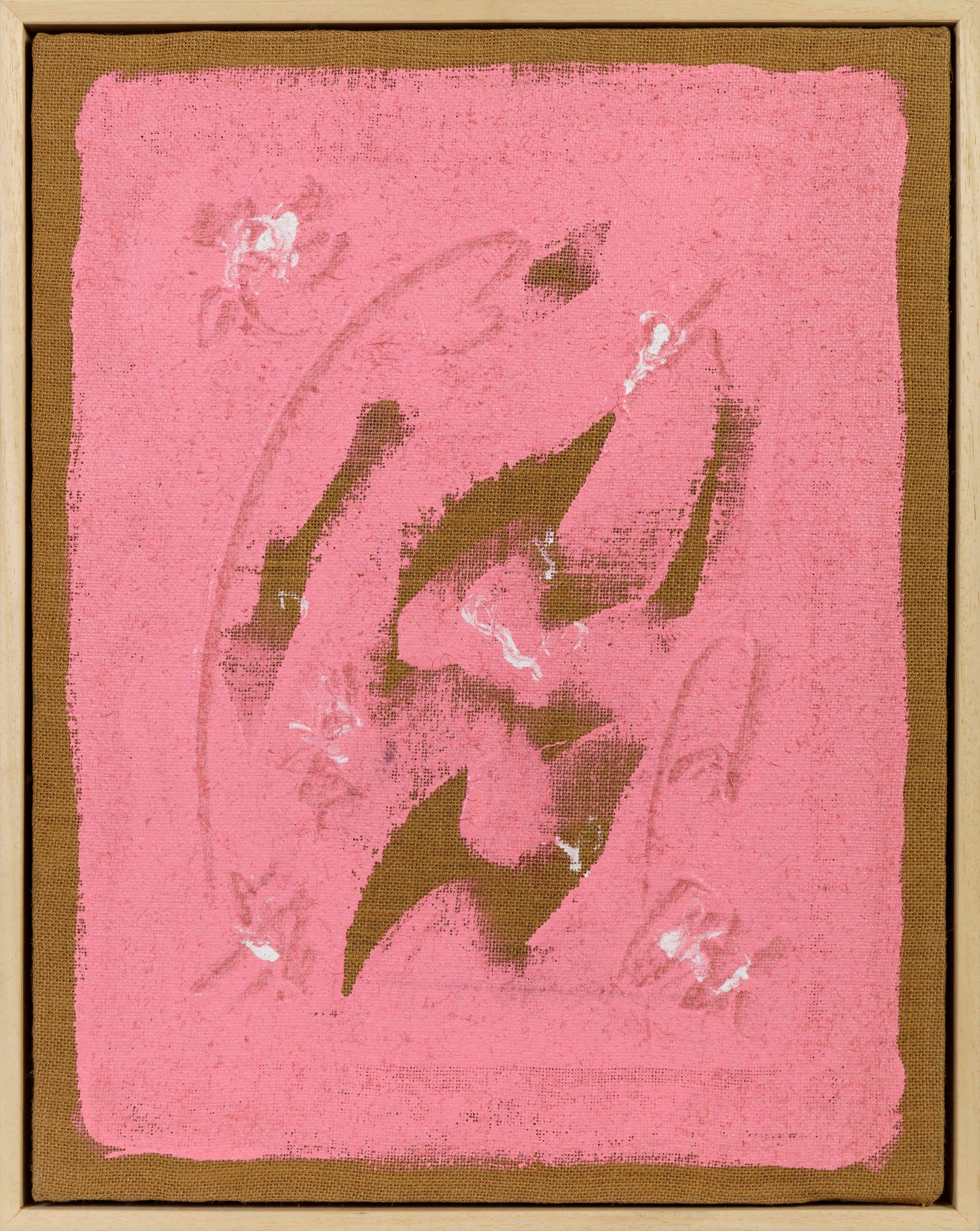 Abstract Painting Salvatore Emblema - Sans titre, rose, toile de jute