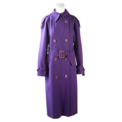 Salvatore Ferragamo, 100% Virgin Wool, Eggplant, Trench Coat, 2000s