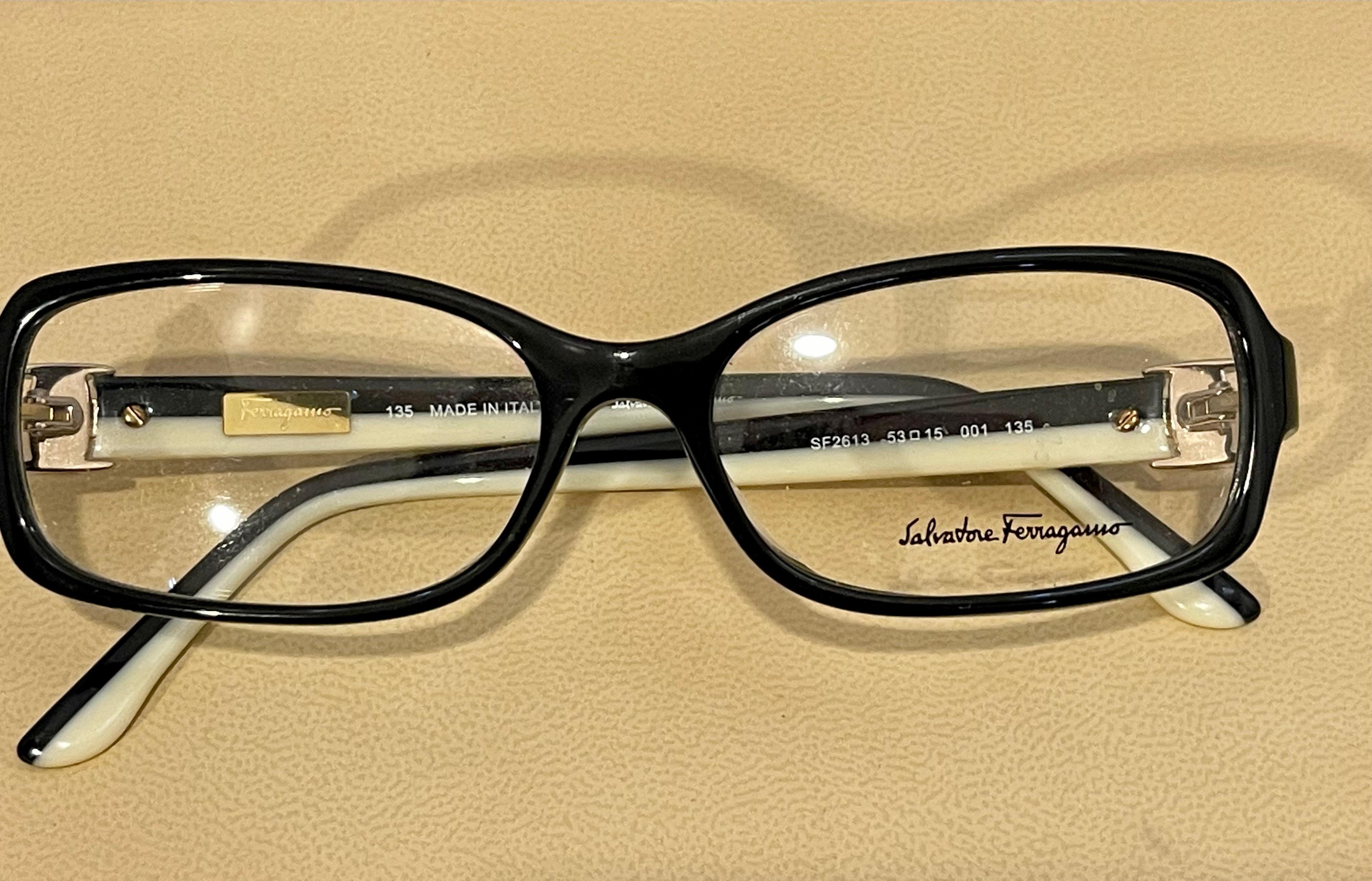 Women's Salvatore Ferragamo 2613 53-15  001 135 Eyeglasses Black Frames clear Lenses 