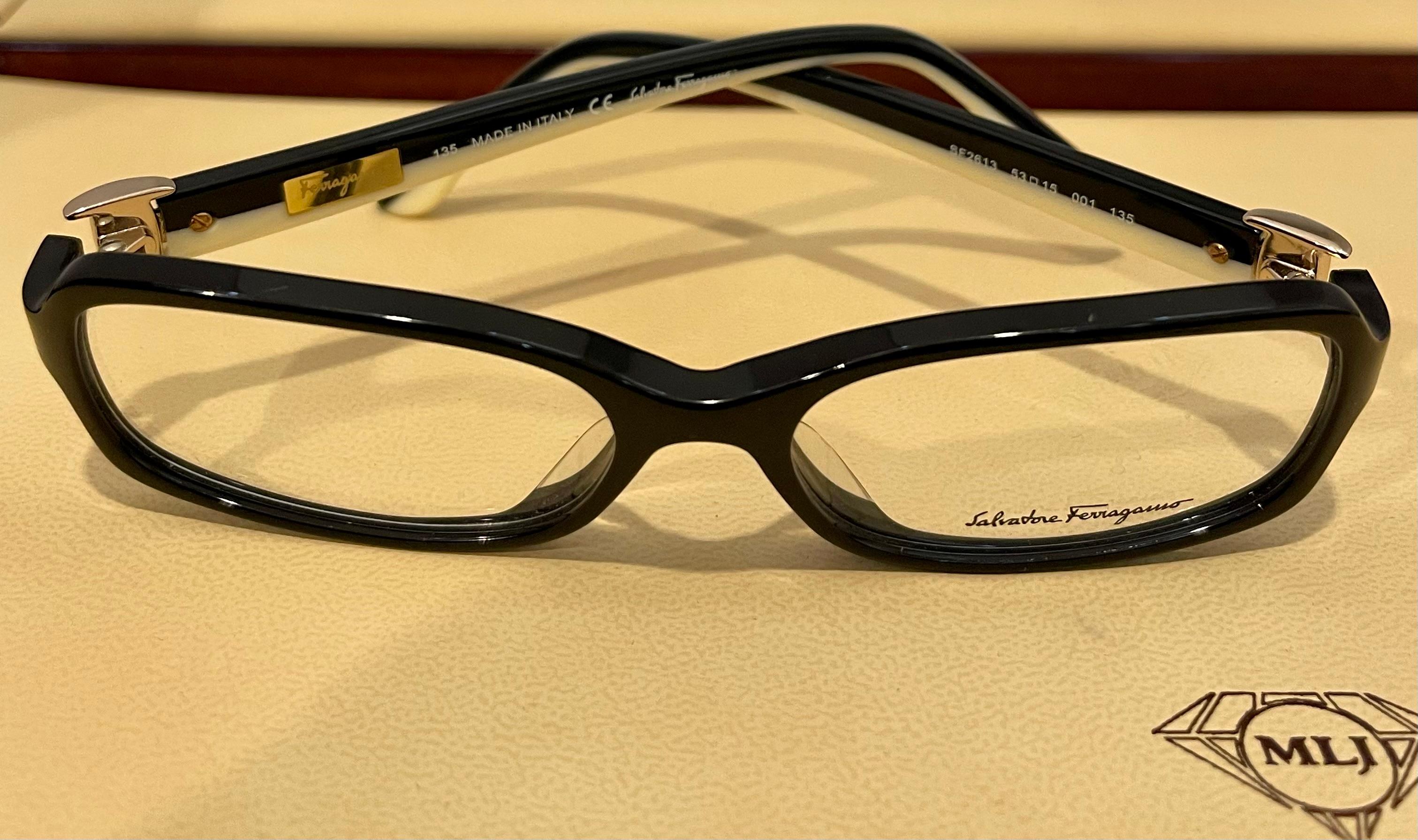 Salvatore Ferragamo 2613 53-15  001 135 Eyeglasses Black Frames clear Lenses  2
