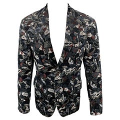SALVATORE FERRAGAMO 38 / IT 48 Leaf Print Velvet Embroidered Sport Coat