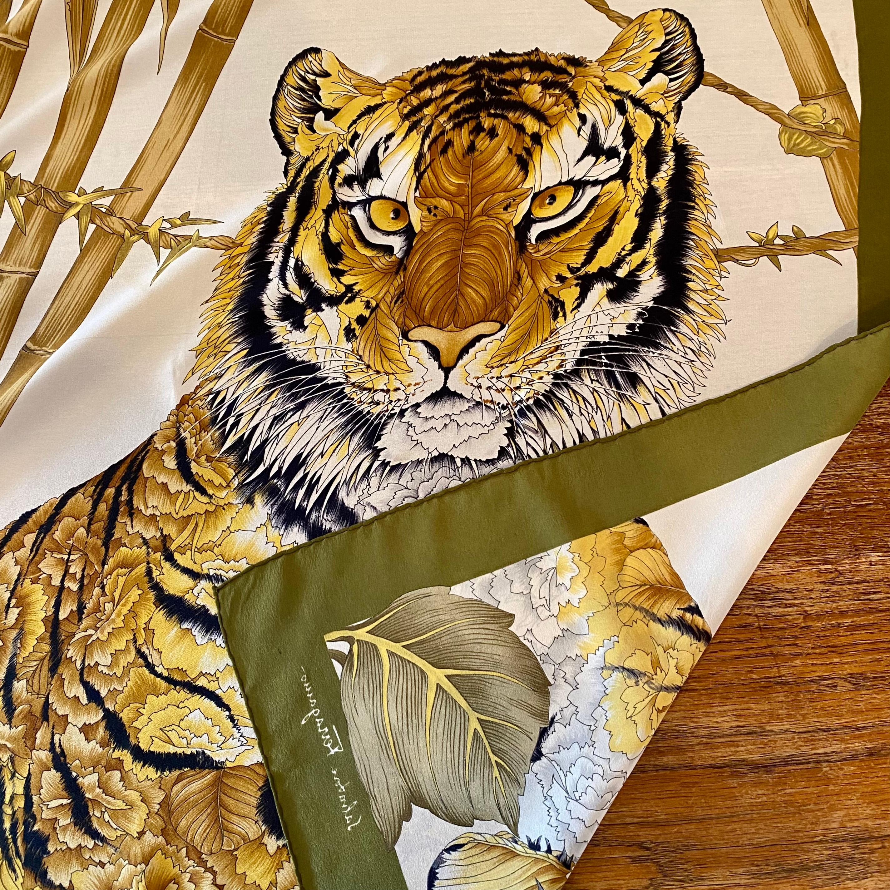 Salvatore Ferragamo 80's Print Tiger Foulard In Good Condition In Aci Castello, IT