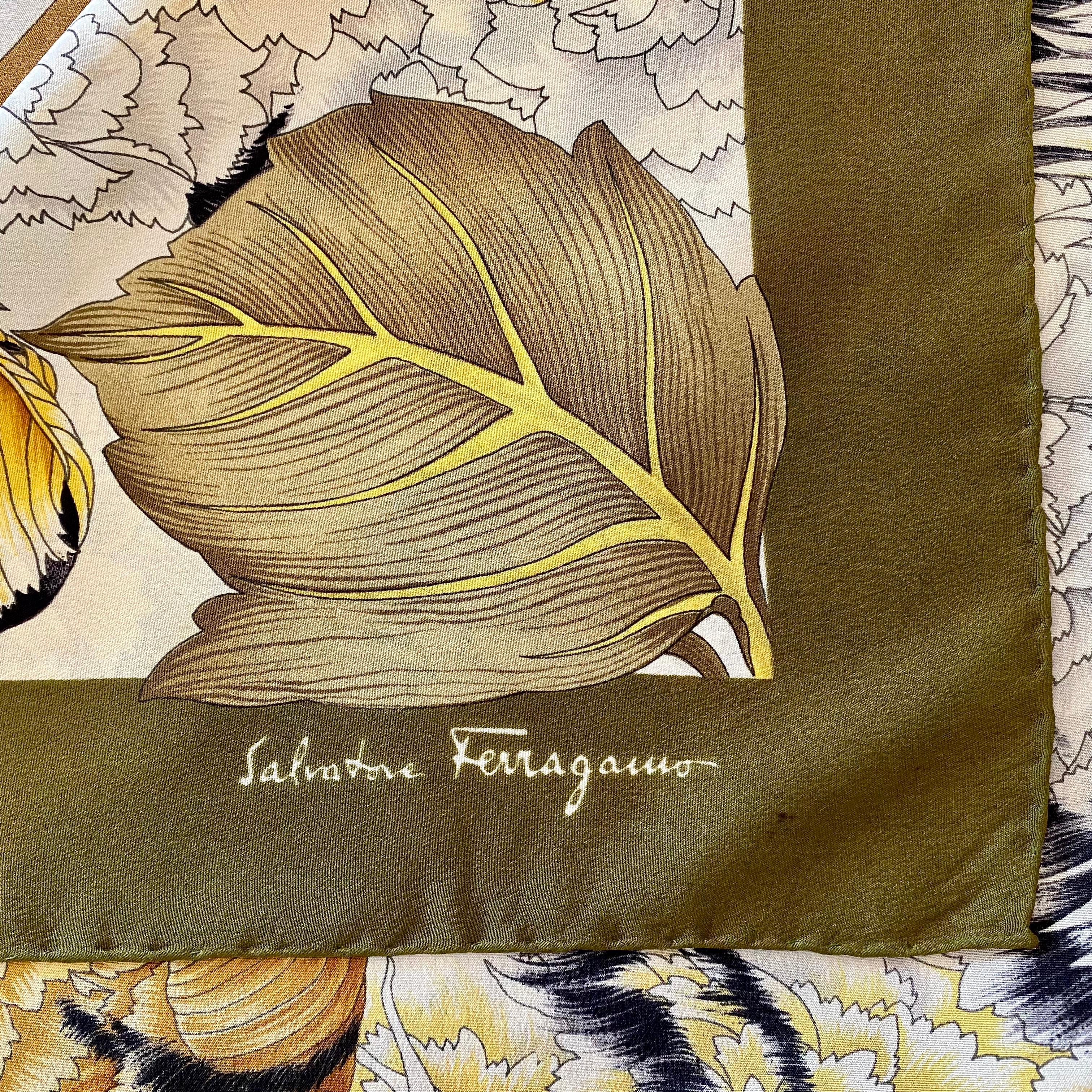 Salvatore Ferragamo 80's Print Tiger Foulard 1