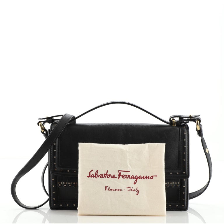 Salvatore Ferragamo Aileen Shoulder Bag Leather with Grommet Detail