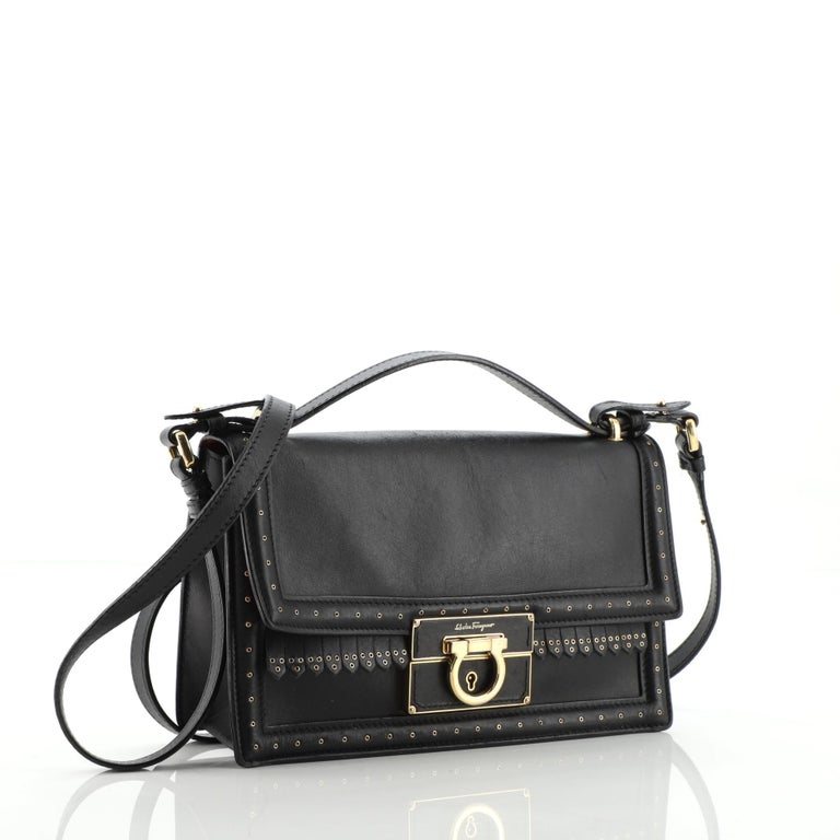 Salvatore Ferragamo Aileen Shoulder Bag Leather with Grommet Detail