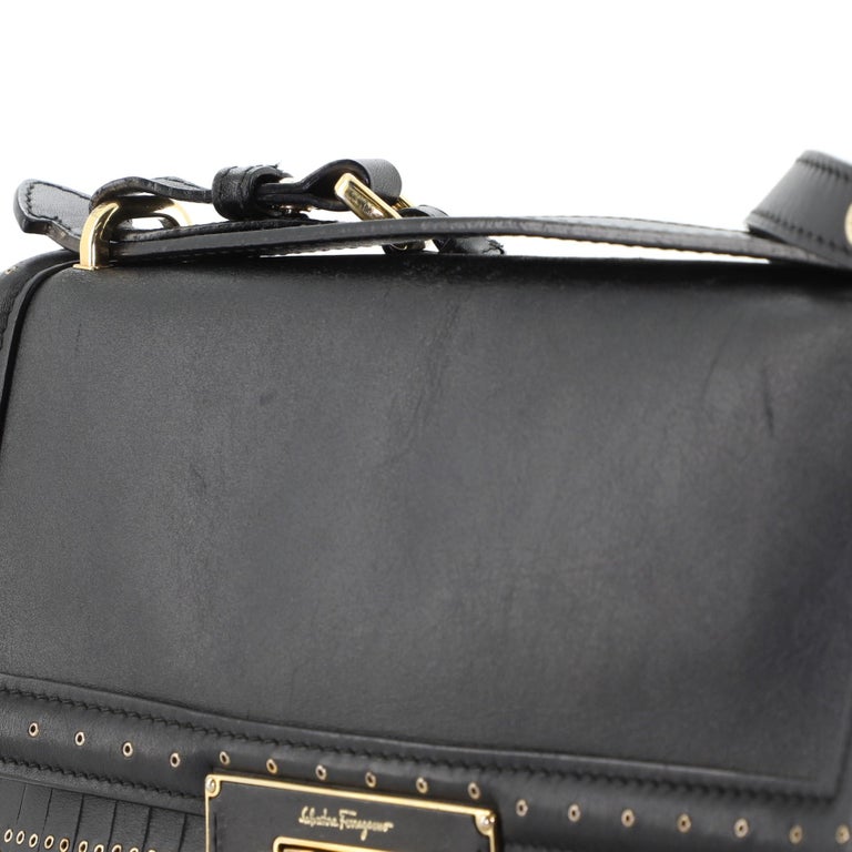 Salvatore Ferragamo Aileen Shoulder Bag Leather with Grommet Detail