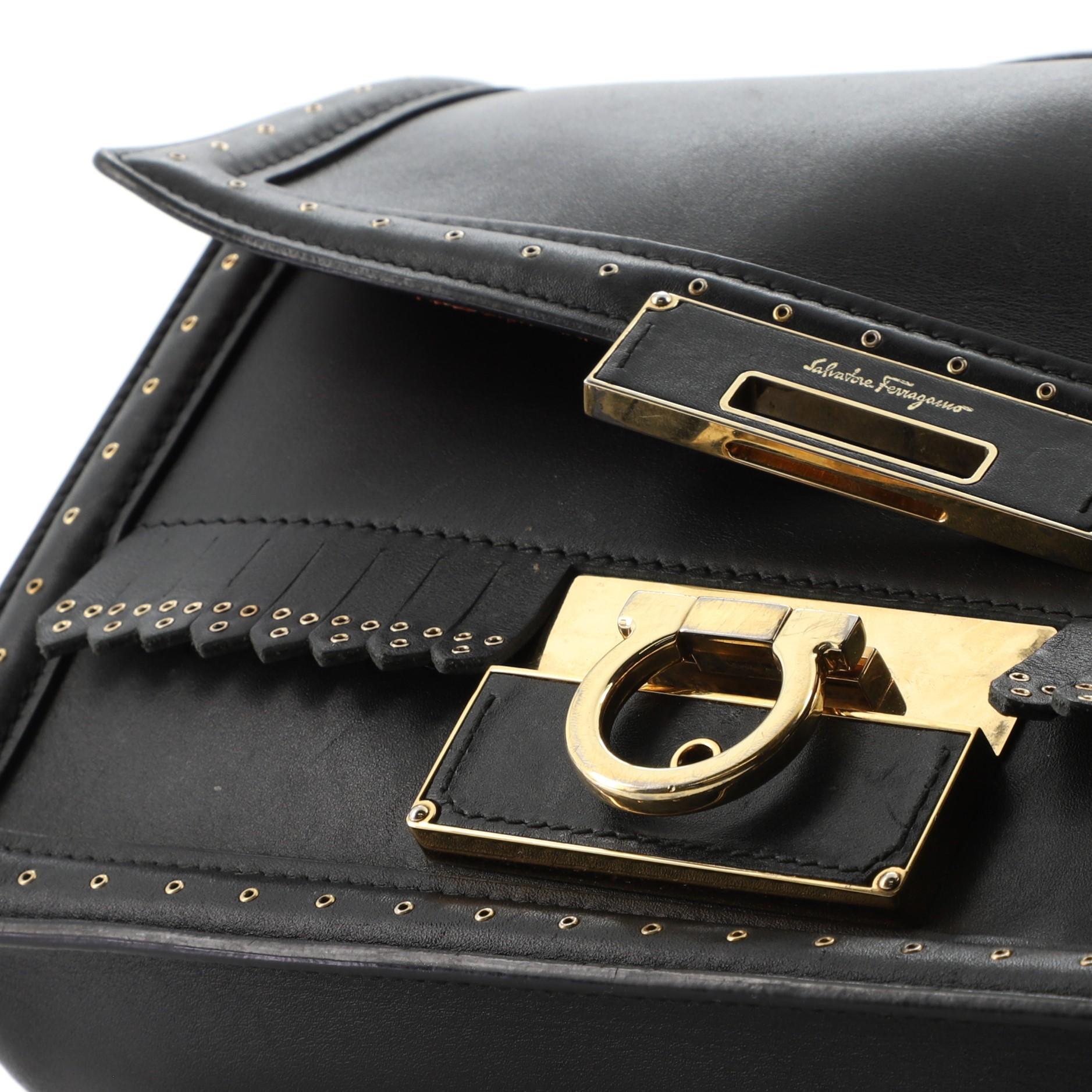 Salvatore Ferragamo Aileen Shoulder Bag Leather with Grommet Detail Mediu 2