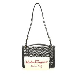 Salvatore Ferragamo Aileen Shoulder Bag Woven Leather Medium