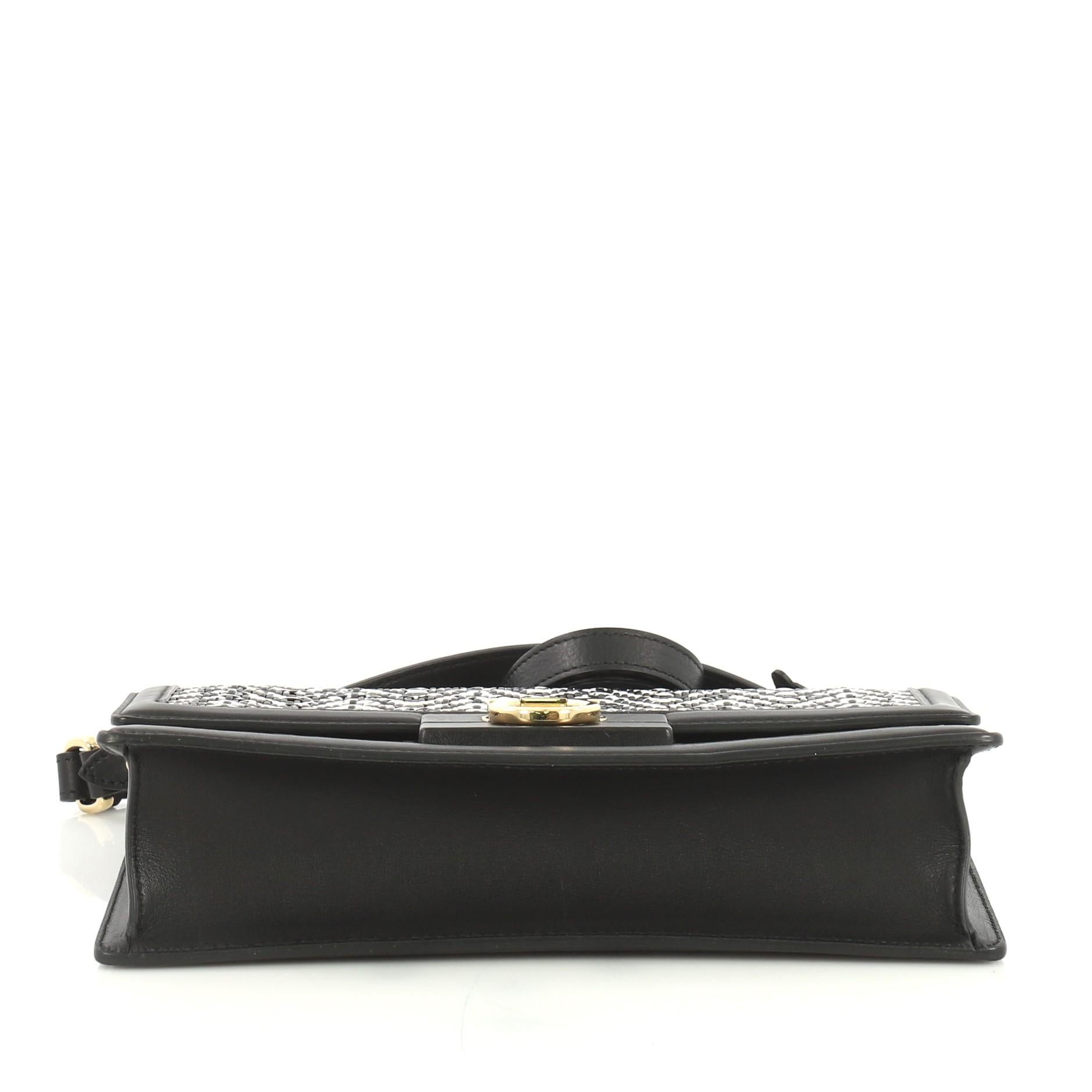 Black Salvatore Ferragamo Aileen Shoulder Bag Woven Leather Medium
