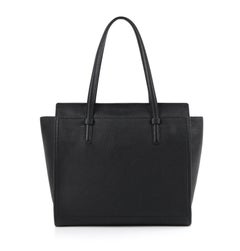 SALVATORE FERRAGAMO "Amy" Nero Calfskin Leather Gancini Zip Top Tote NWT