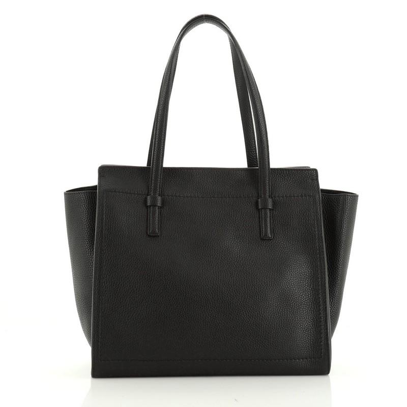 Black Salvatore Ferragamo Amy Tote Pebbled Leather Medium
