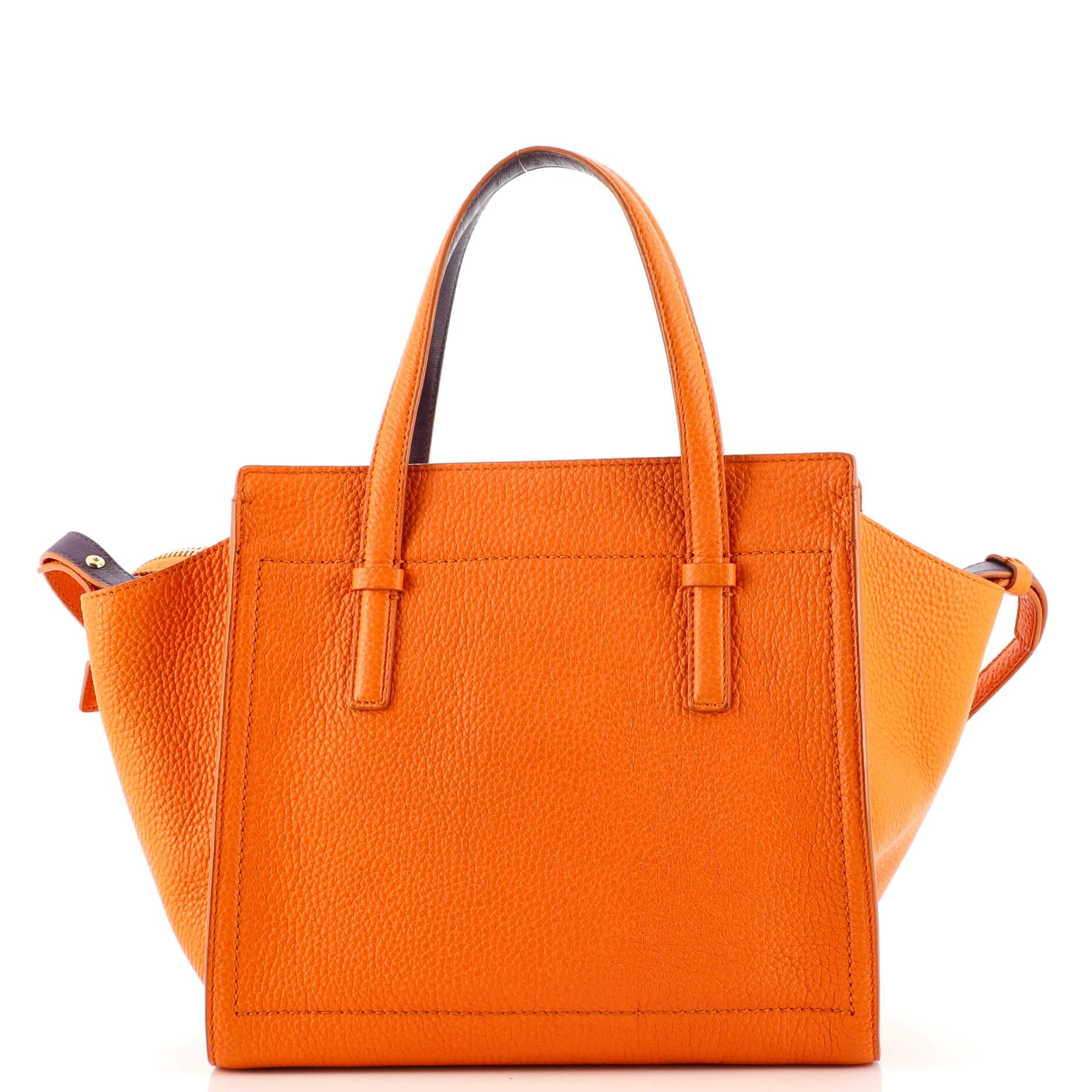 Orange Salvatore Ferragamo Amy Tote Pebbled Leather Small