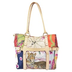 Vintage Salvatore Ferragamo Animal Floral Multicolor Floral Shopper Tote 858769