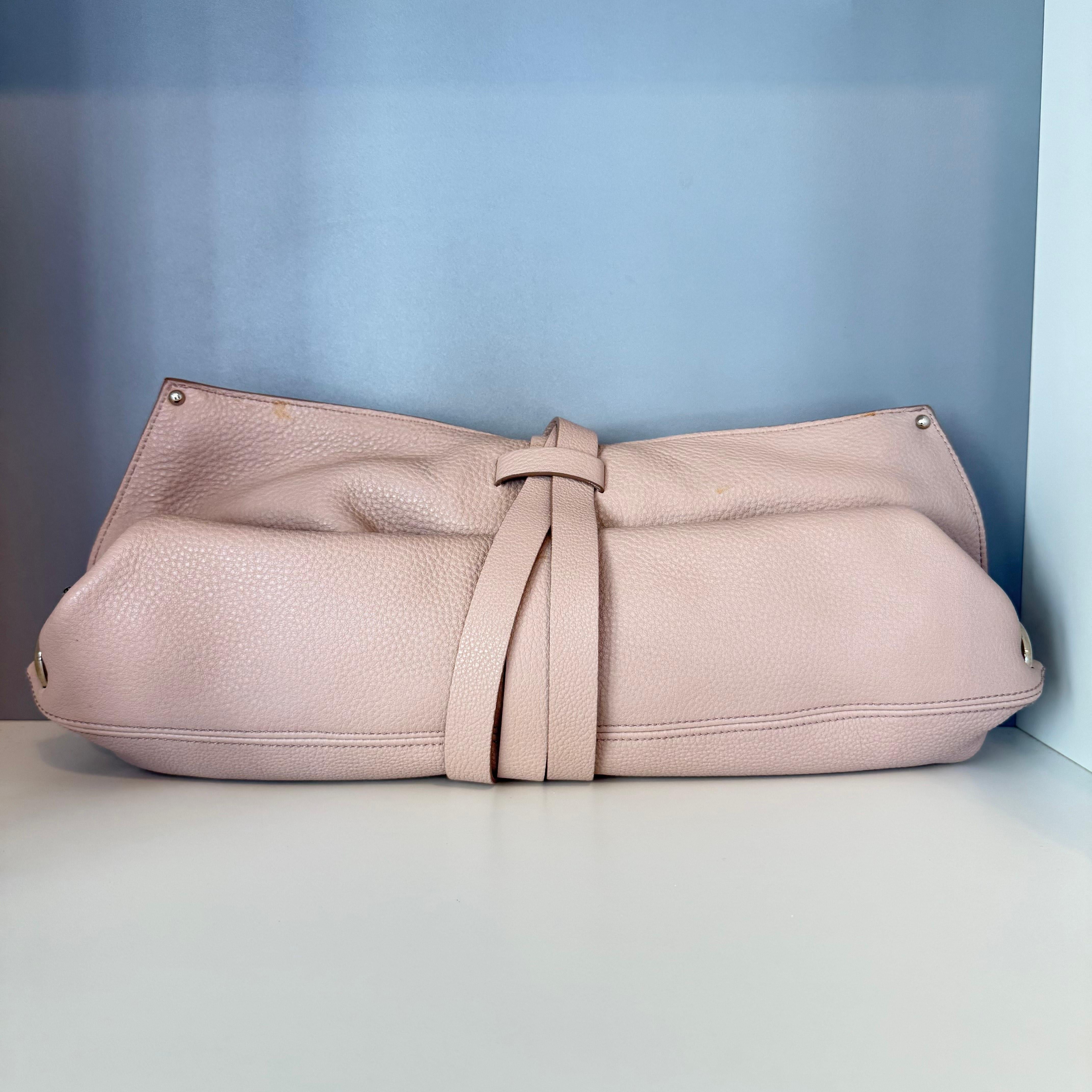 Maxi Pochette de Piel Rosa Antigua Salvatore Ferragamo Beige en venta