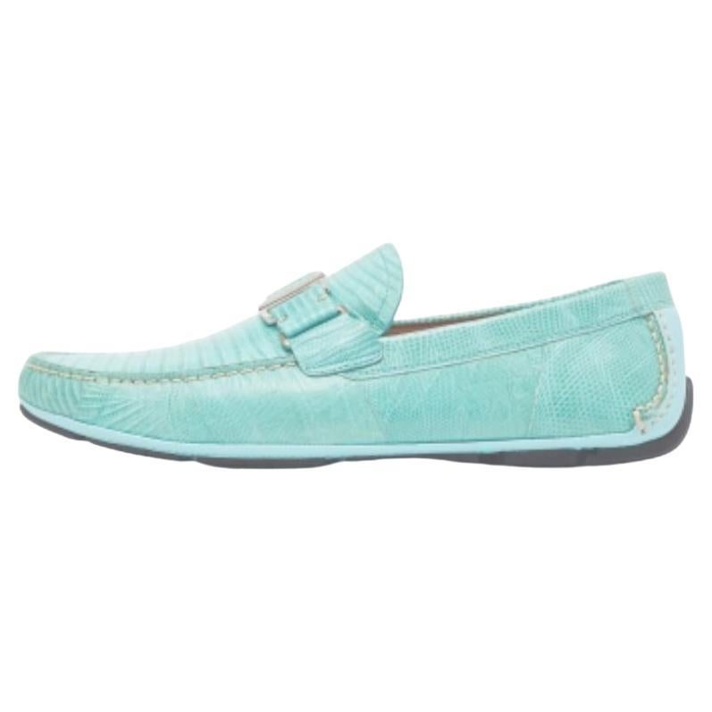 Salvatore Ferragamo Aqua Grün Eidechse Sardegna Loafers Größe 43