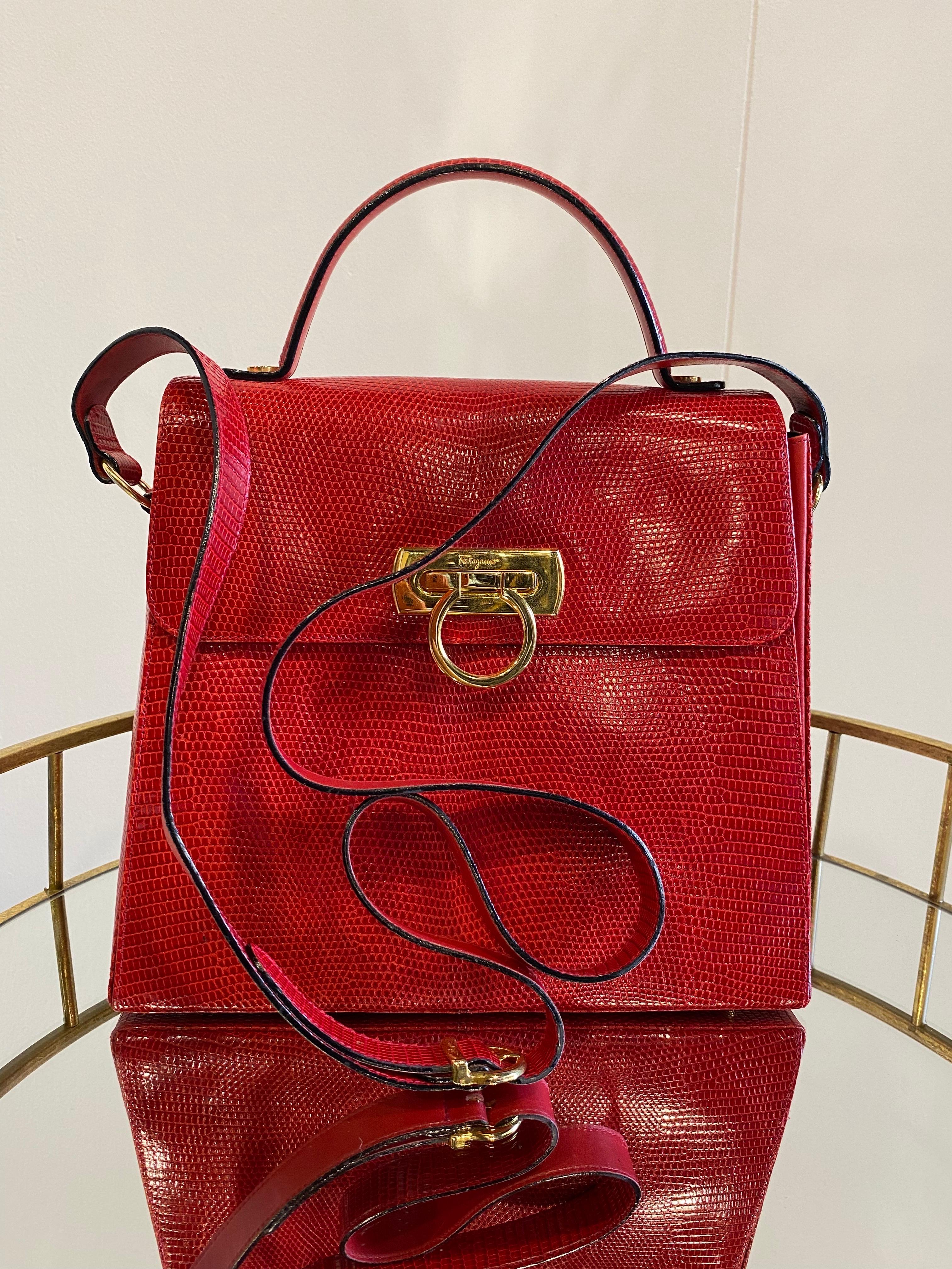 Women's or Men's Salvatore Ferragamo bag in red lizard