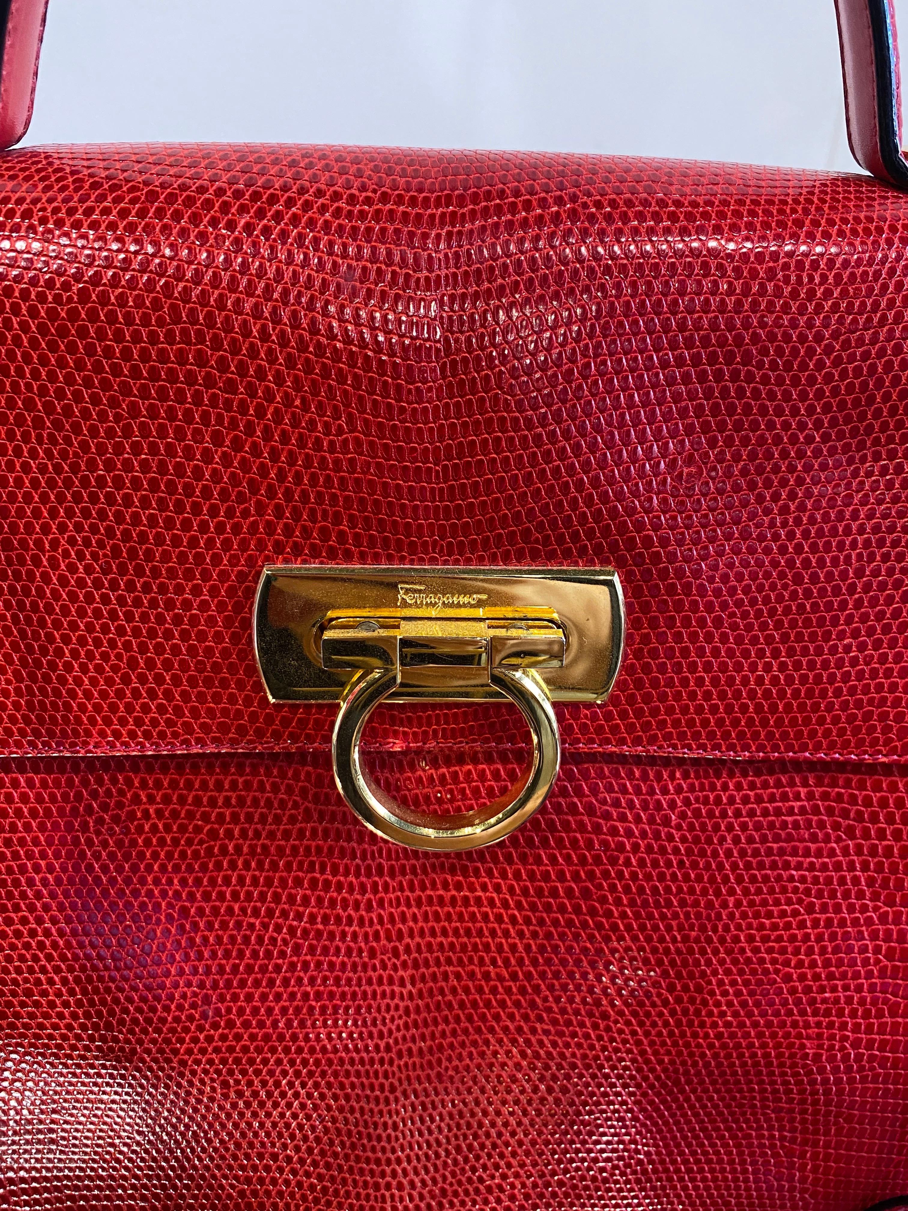 Salvatore Ferragamo bag in red lizard 1
